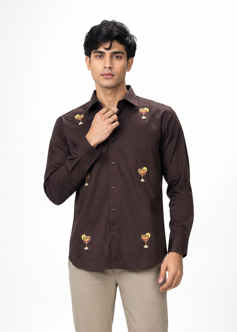 Tubelight Handwork Shirt for Men | Gold Detail | Giza Cotton | Slim Fit | Party, Sangeet, Cocktail & Wedding Guest Wear | RichArt by Suhani (Copy)