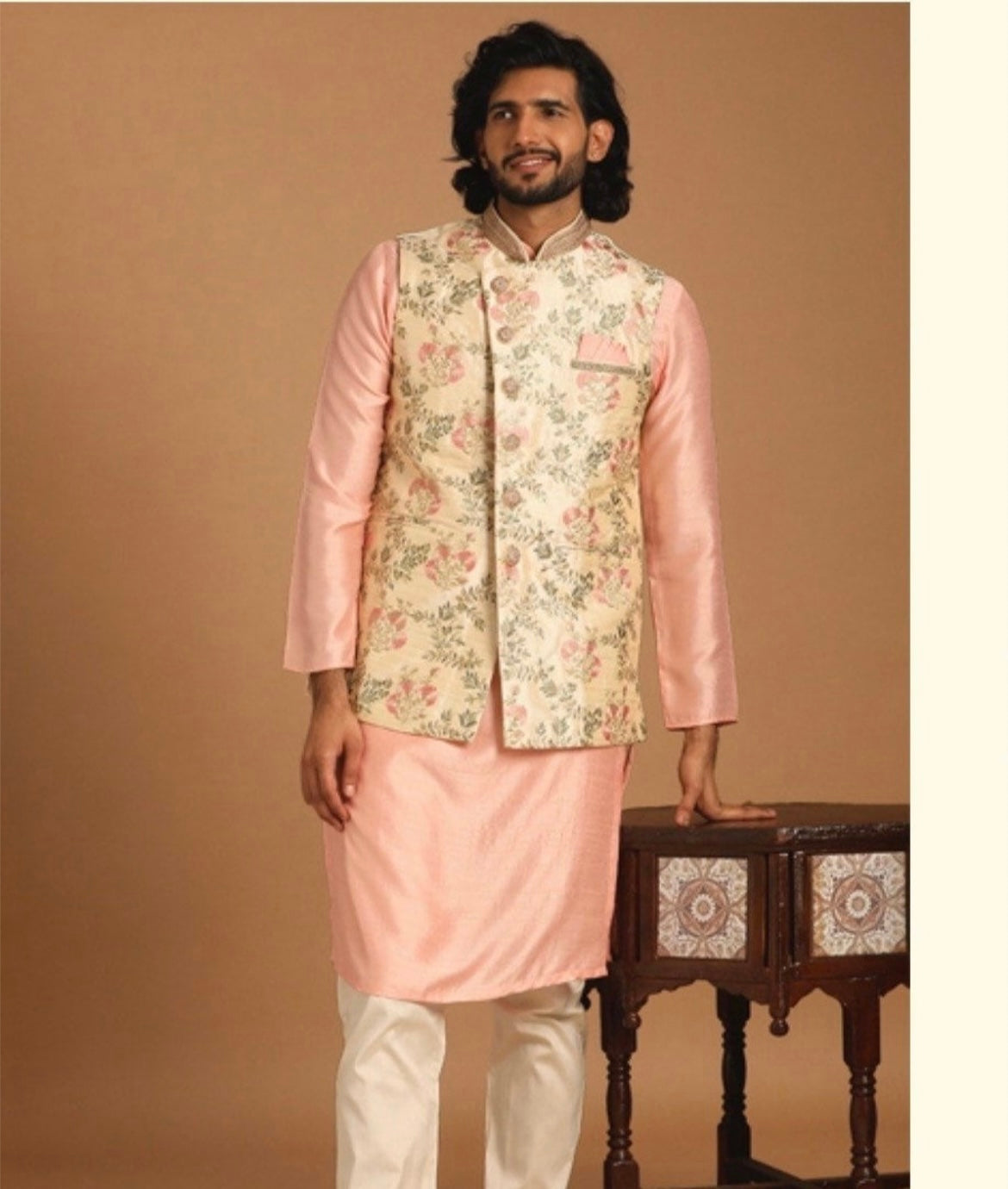 Multicoloured thread weaving Nehru Jacket For Men