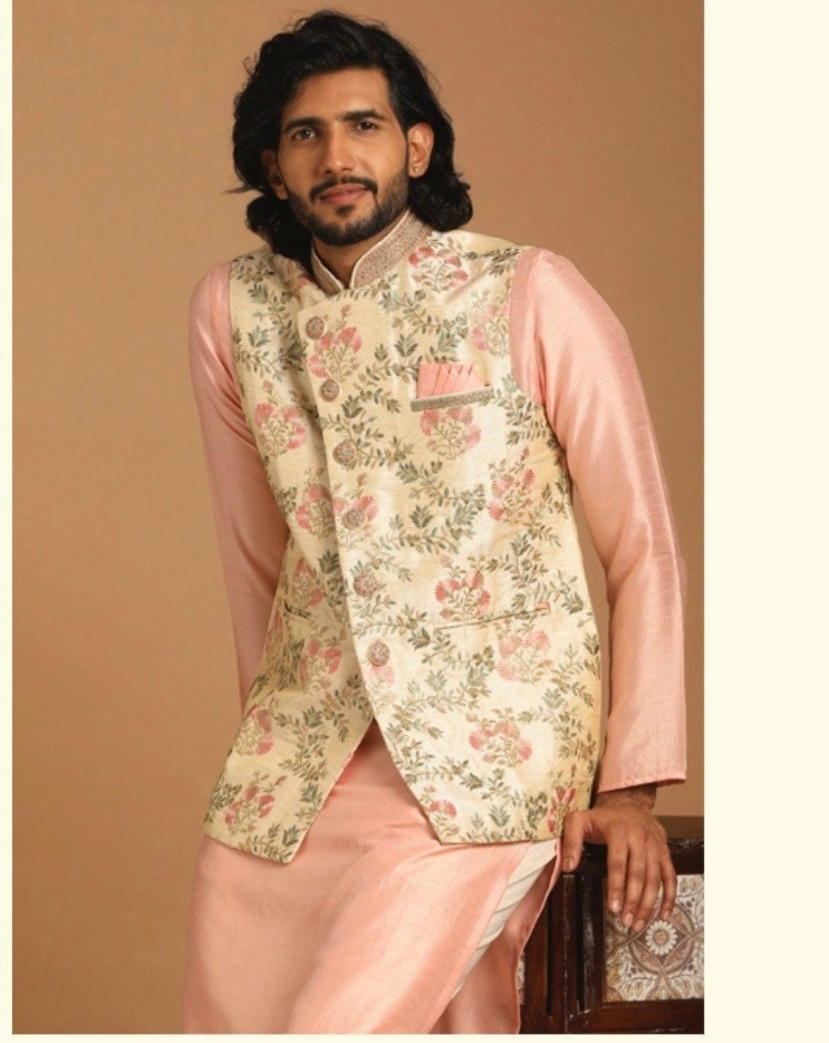 Multicoloured thread weaving Nehru Jacket For Men