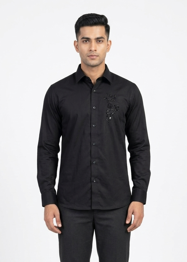 Handwork Shirt for Men | Giza Cotton | Slim Fit | Party, Sangeet, Cocktail & Wedding Guest Wear | RichArt by Suhani