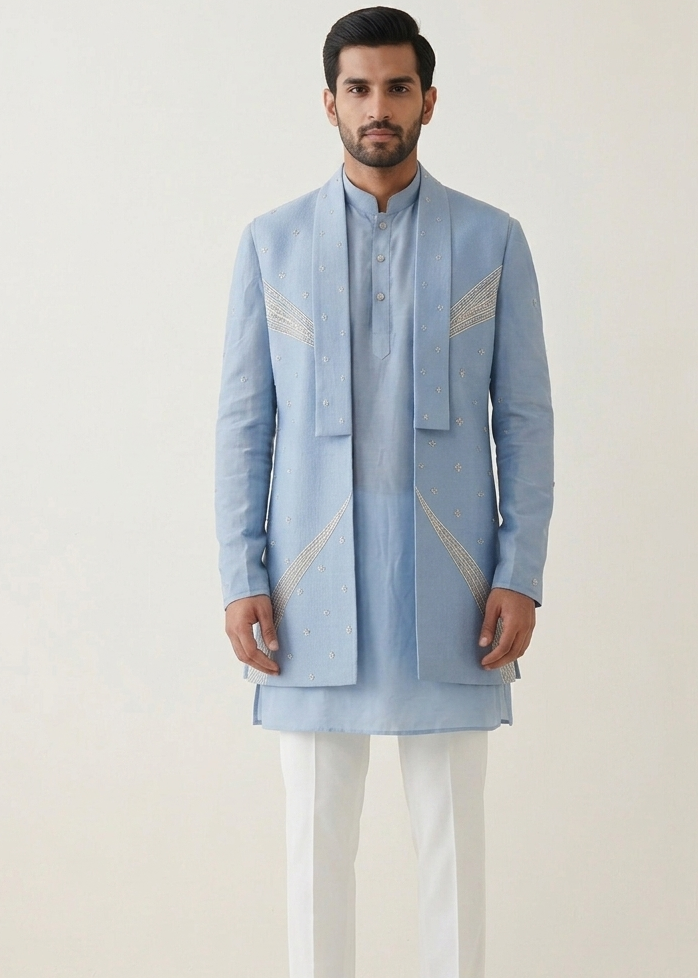 Handwork Nehru Jacket with kurta pyjama set For Men | Modi Jacket 3 piece set | Indian wedding wear outfits | waistcoat | kurta pant with jacket