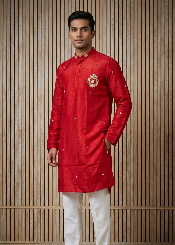 Handwork Thread Mens Kurta & Pants Set | Festive Outfit for men | Groom or Groomsmen outfit