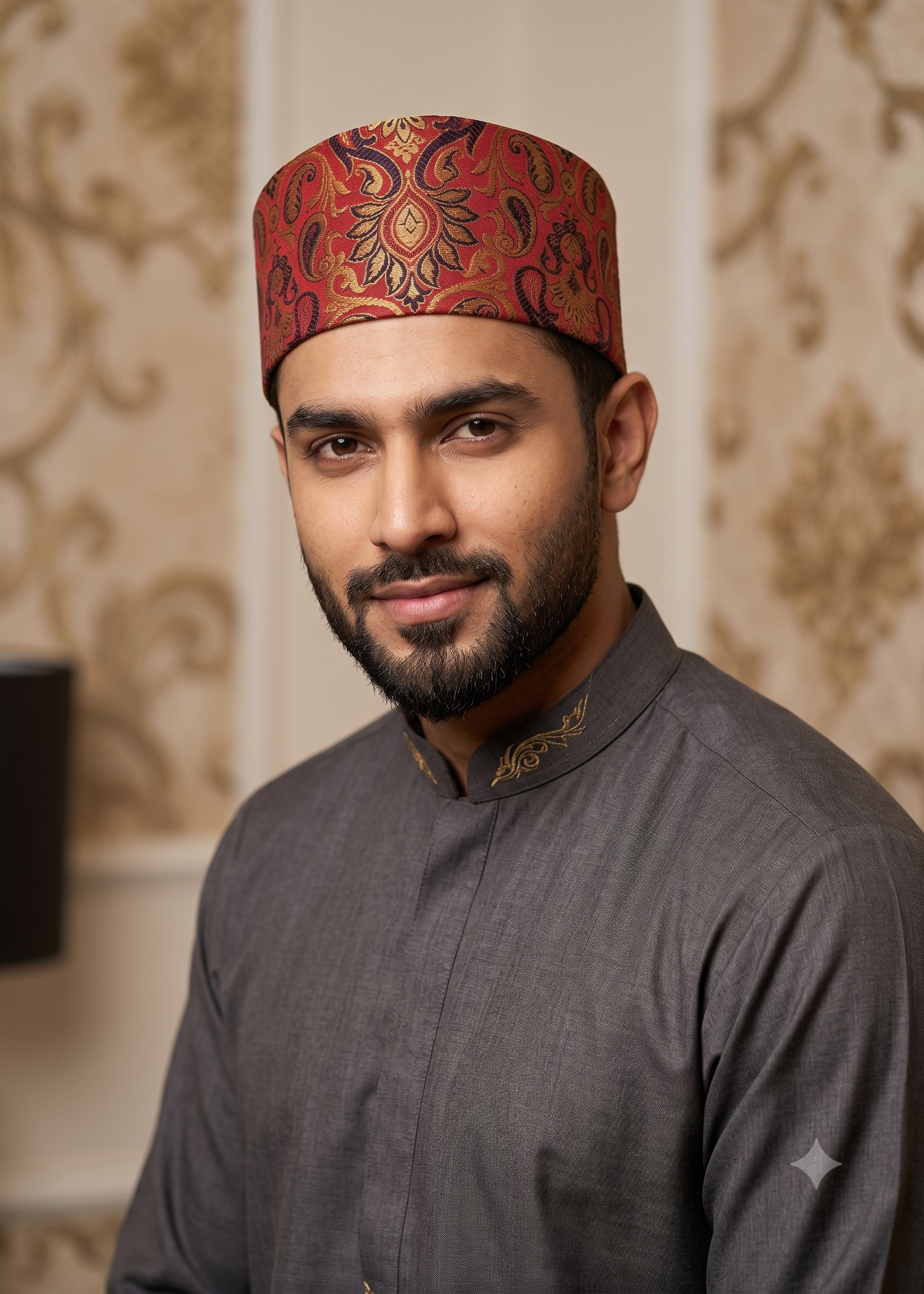 Premium Peshawari / Rampuri Topi (Kufi Cap) – Muslim Prayer Hat for Eid & Nikah – Up to 24” Plus Size