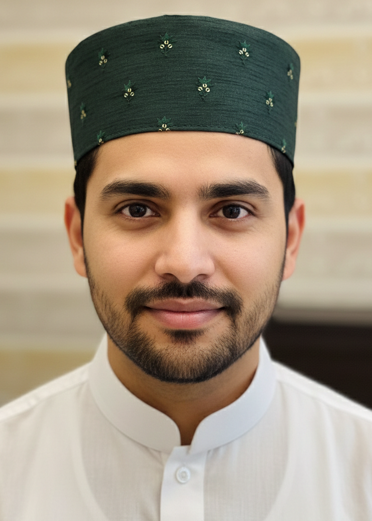 Premium Dark Green Peshawari / Rampuri Topi (Kufi Cap) – Self Textured Silk Muslim Prayer Hat for Namaz & Eid – Elegant Minimal Motif Design – Sizes Up to 24 Inch