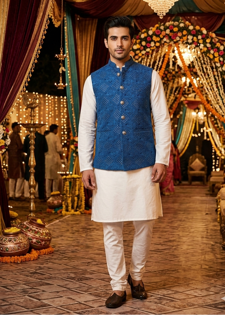 Chikankari Nehru Jacket For Men | modi jacket | wedding jacket for every ocassion