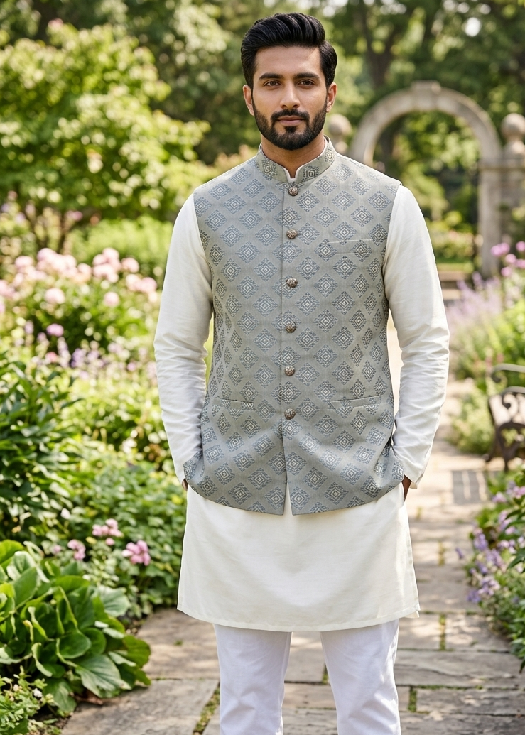 Mens Nehru Jacket | Brocade Silk Nehru Jacket for wedding and festive Functions