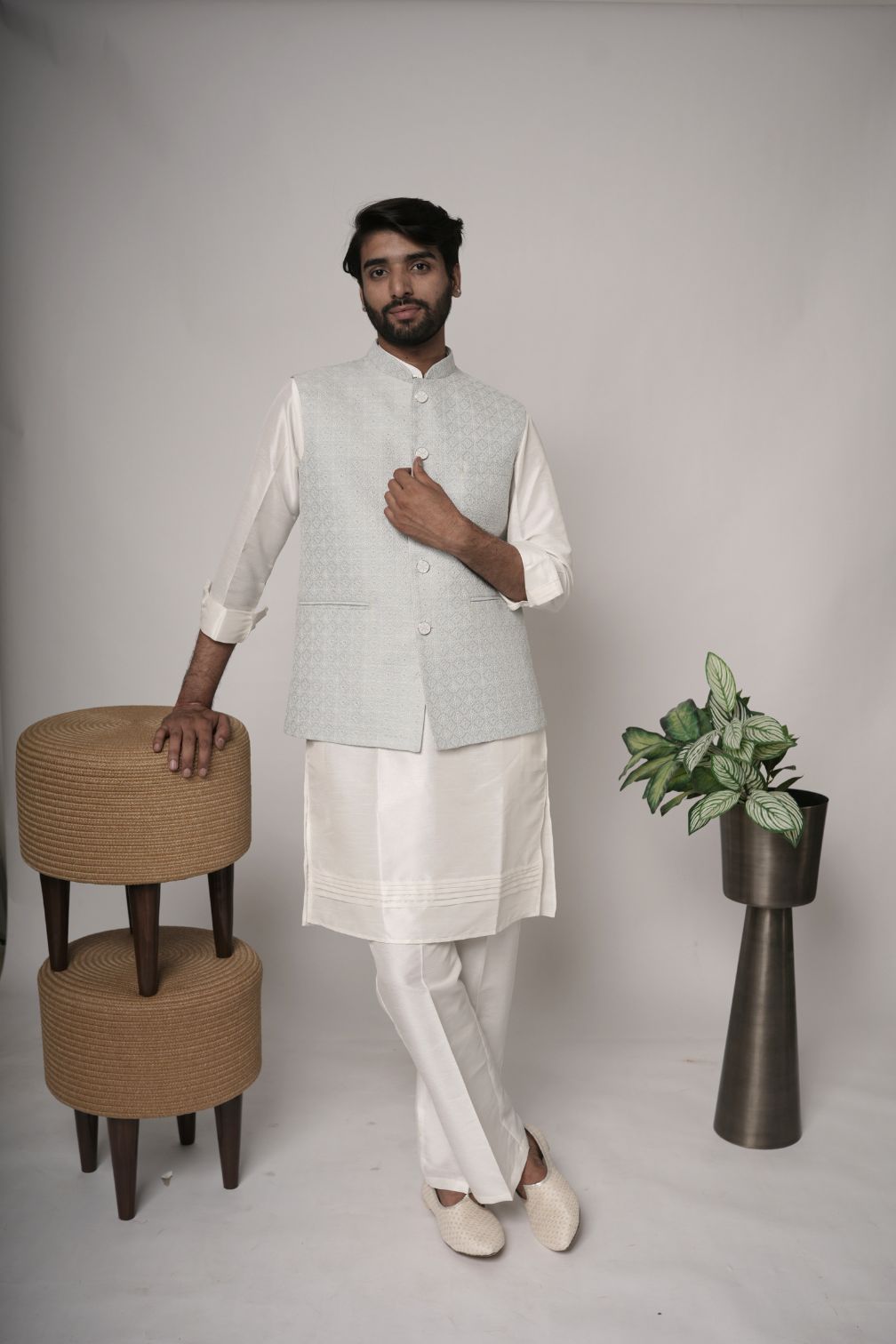 Chikankari Nehru Jacket For Men | Modi Jacket | Indian wedding wear outfits | waistcoat | kurta jacket