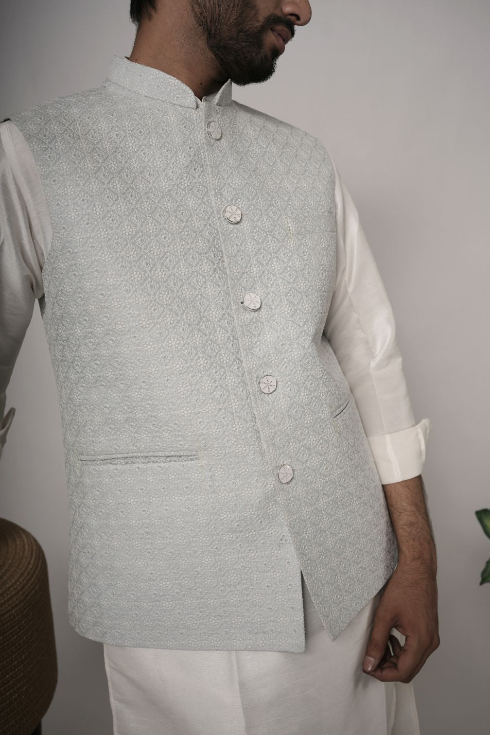 Chikankari Nehru Jacket For Men | Modi Jacket | Indian wedding wear outfits | waistcoat | kurta jacket