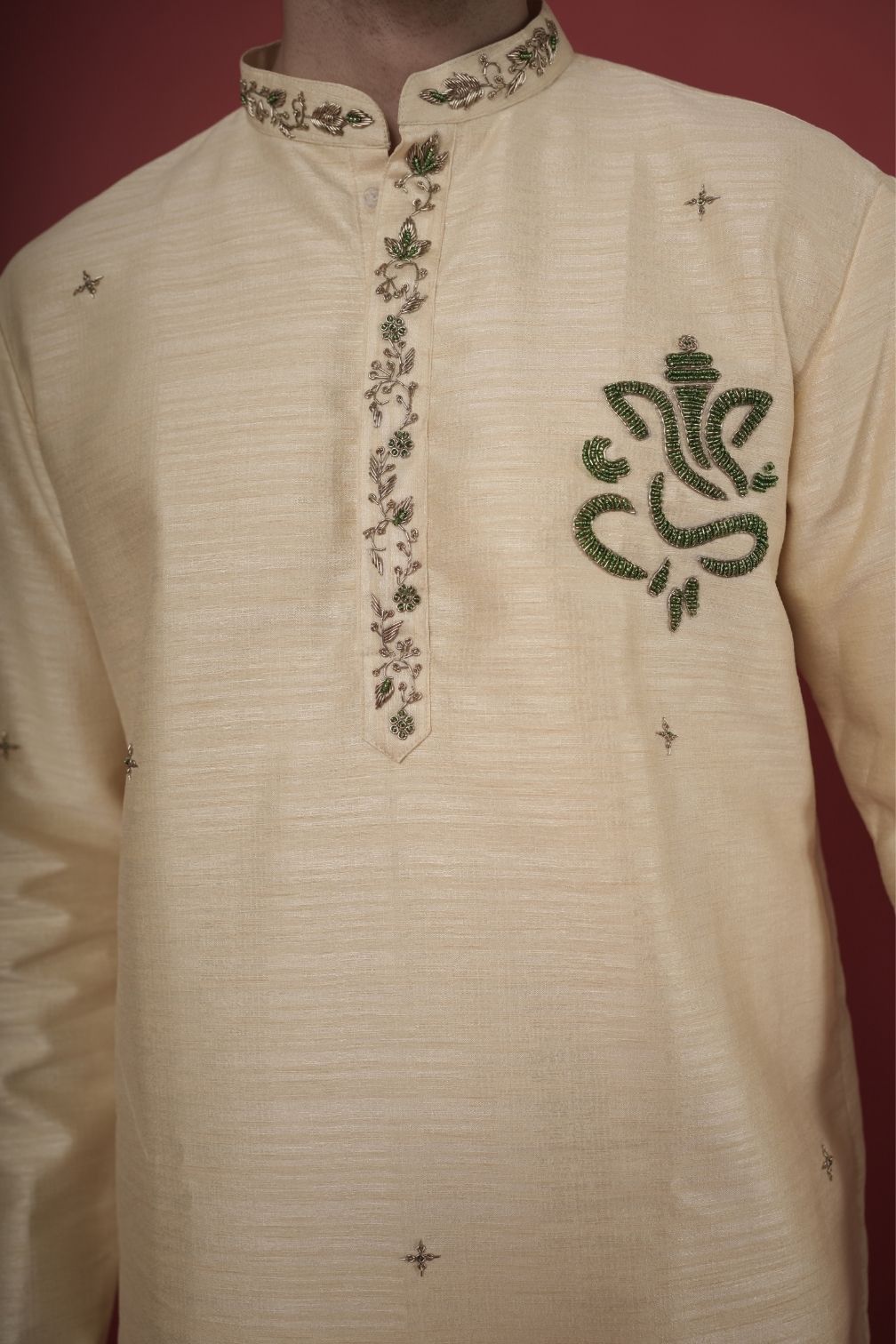 Silk Handwork Mens Kurta & Pants Set | Festive Outfit for men | Wedding wear for men | kurta for groom or groomsmen