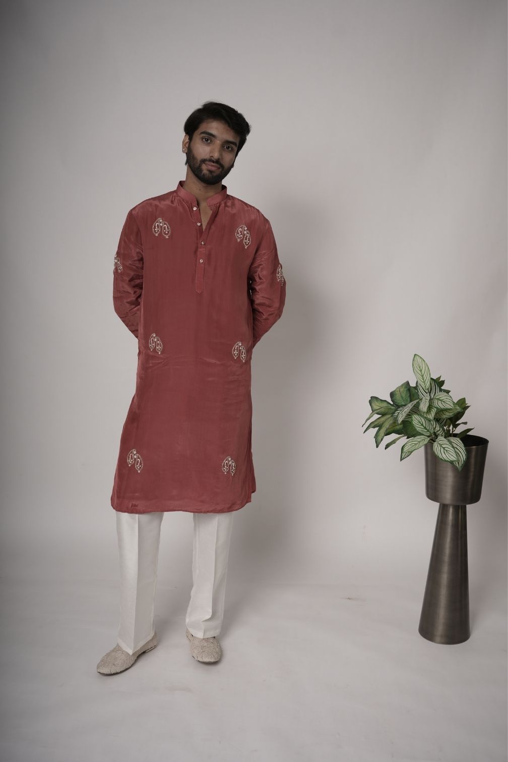Silk Handwork Mens Kurta & Pants Set | Festive Outfit for men | Wedding wear for men | kurta for groom or groomsmen