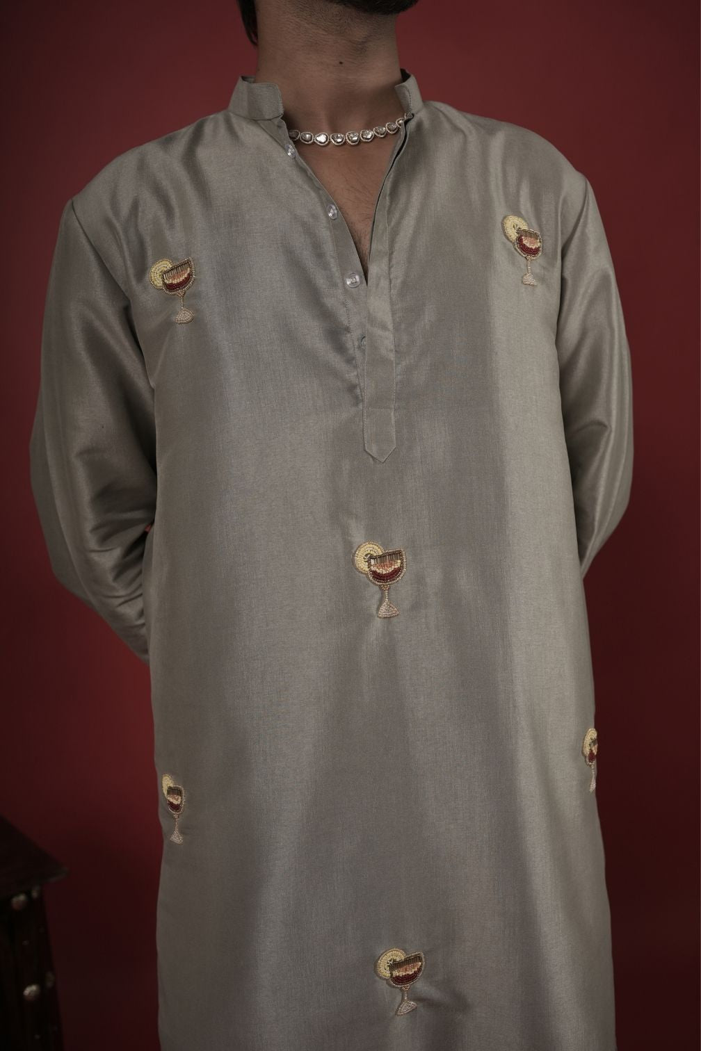 Silk Handwork Mens Kurta & Pants Set | Festive Outfit for men | Wedding wear for men | kurta for groom or groomsmen