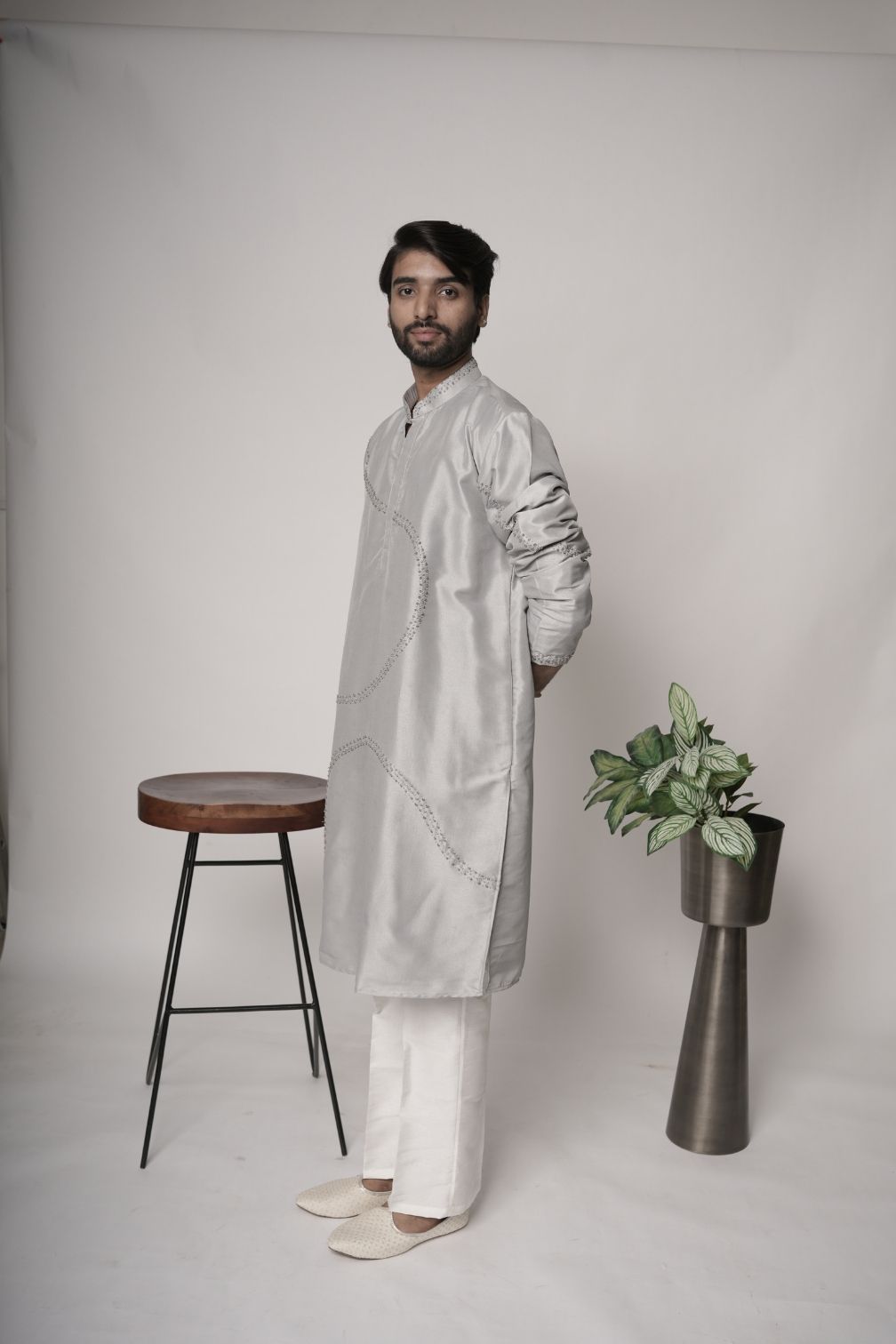 Silk Handwork Mens Kurta & Pants Set | Festive Outfit for men | Wedding wear for men | kurta for groom or groomsmen