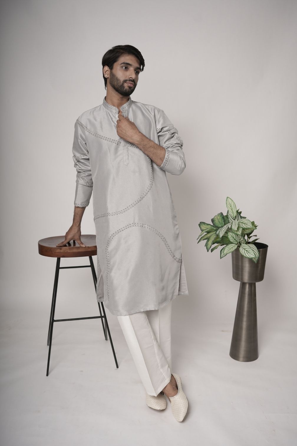 Silk Handwork Mens Kurta & Pants Set | Festive Outfit for men | Wedding wear for men | kurta for groom or groomsmen