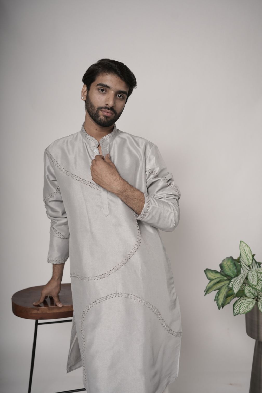 Silk Handwork Mens Kurta & Pants Set | Festive Outfit for men | Wedding wear for men | kurta for groom or groomsmen