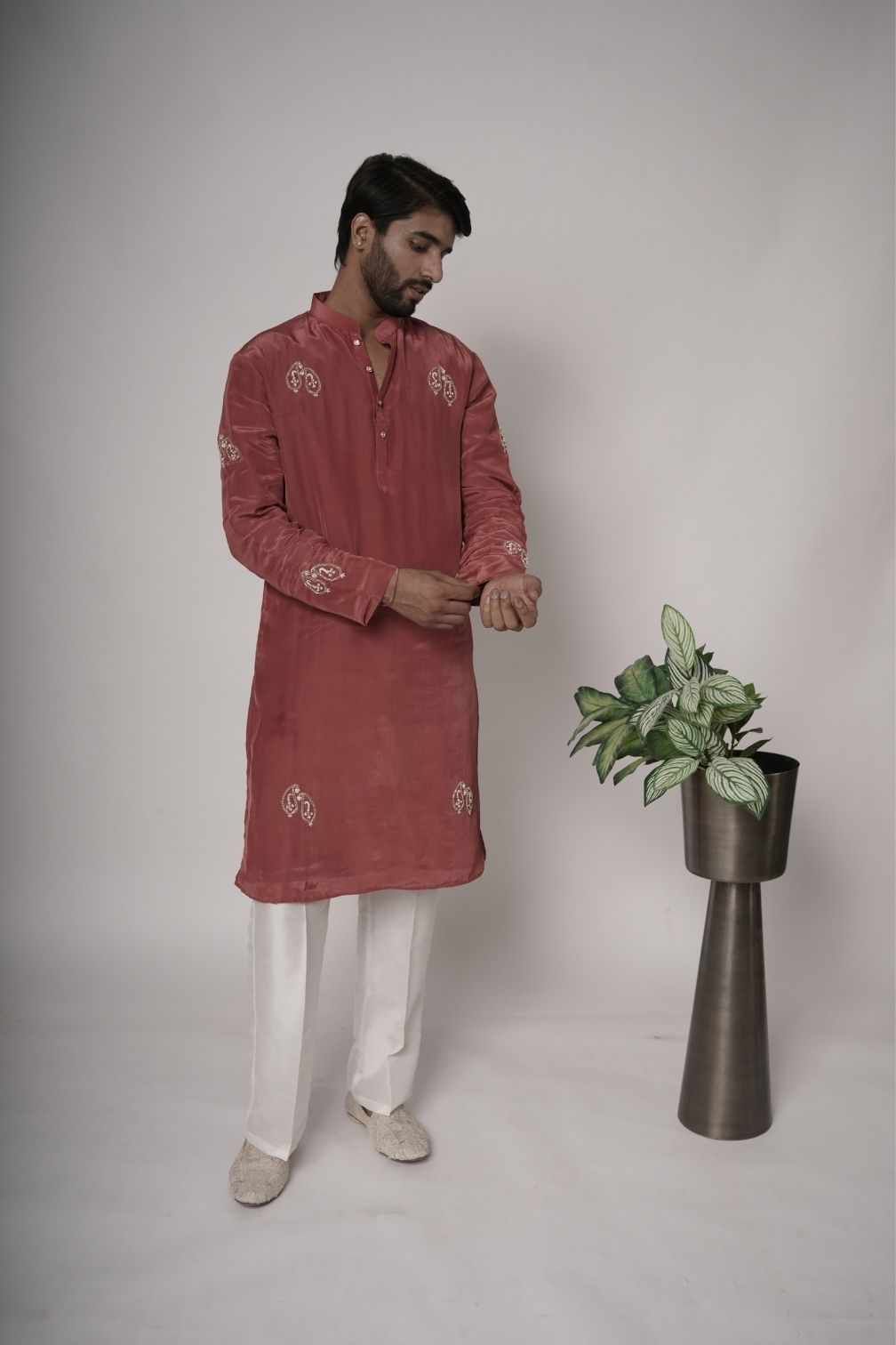 Silk Handwork Mens Kurta & Pants Set | Festive Outfit for men | Wedding wear for men | kurta for groom or groomsmen