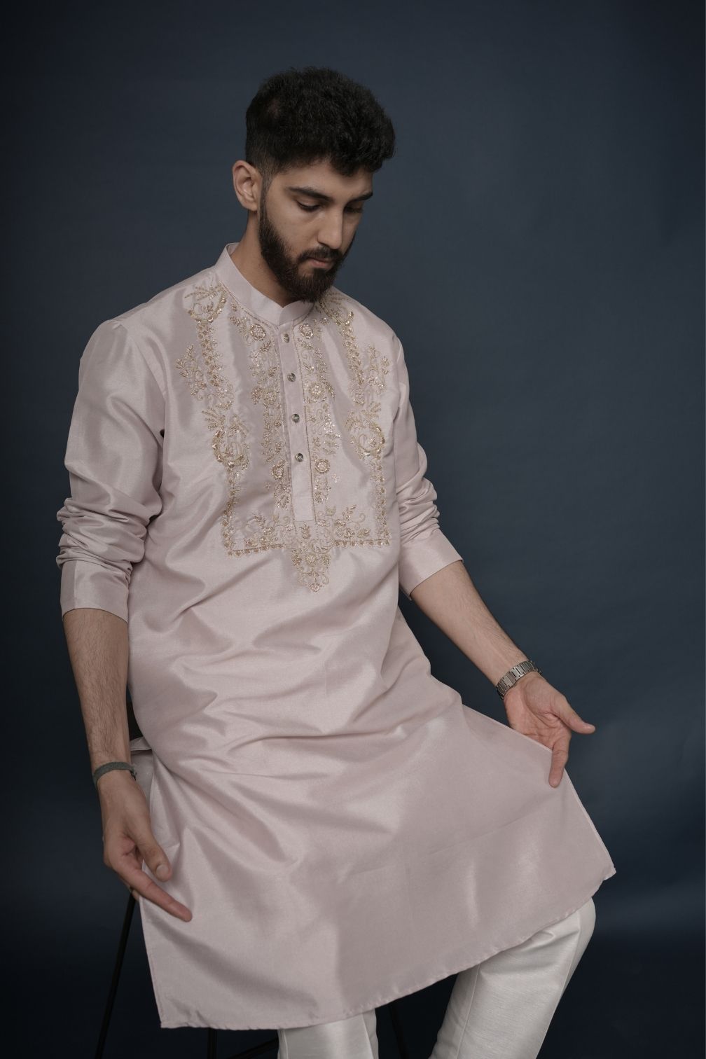 Silk Handwork Mens Kurta & Pants Set | Festive Outfit for men | Wedding wear for men | kurta for groom or groomsmen