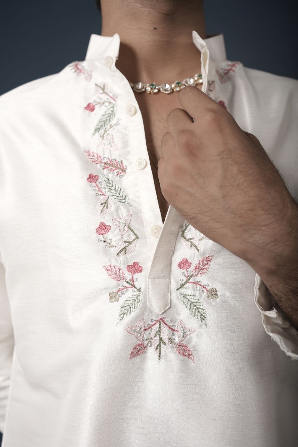 Silk Handwork Mens Kurta & Pants Set | Festive Outfit for men | Wedding wear for men | kurta for groom or groomsmen