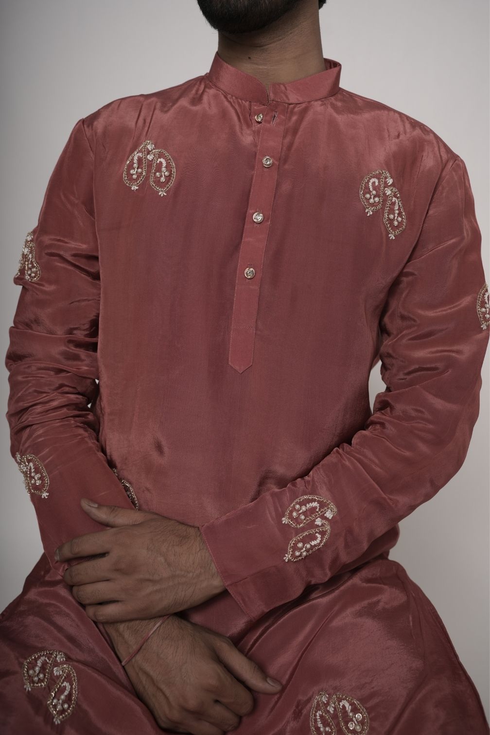 Silk Handwork Mens Kurta & Pants Set | Festive Outfit for men | Wedding wear for men | kurta for groom or groomsmen