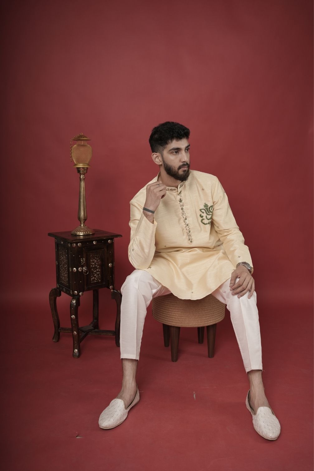 Silk Handwork Mens Kurta & Pants Set | Festive Outfit for men | Wedding wear for men | kurta for groom or groomsmen