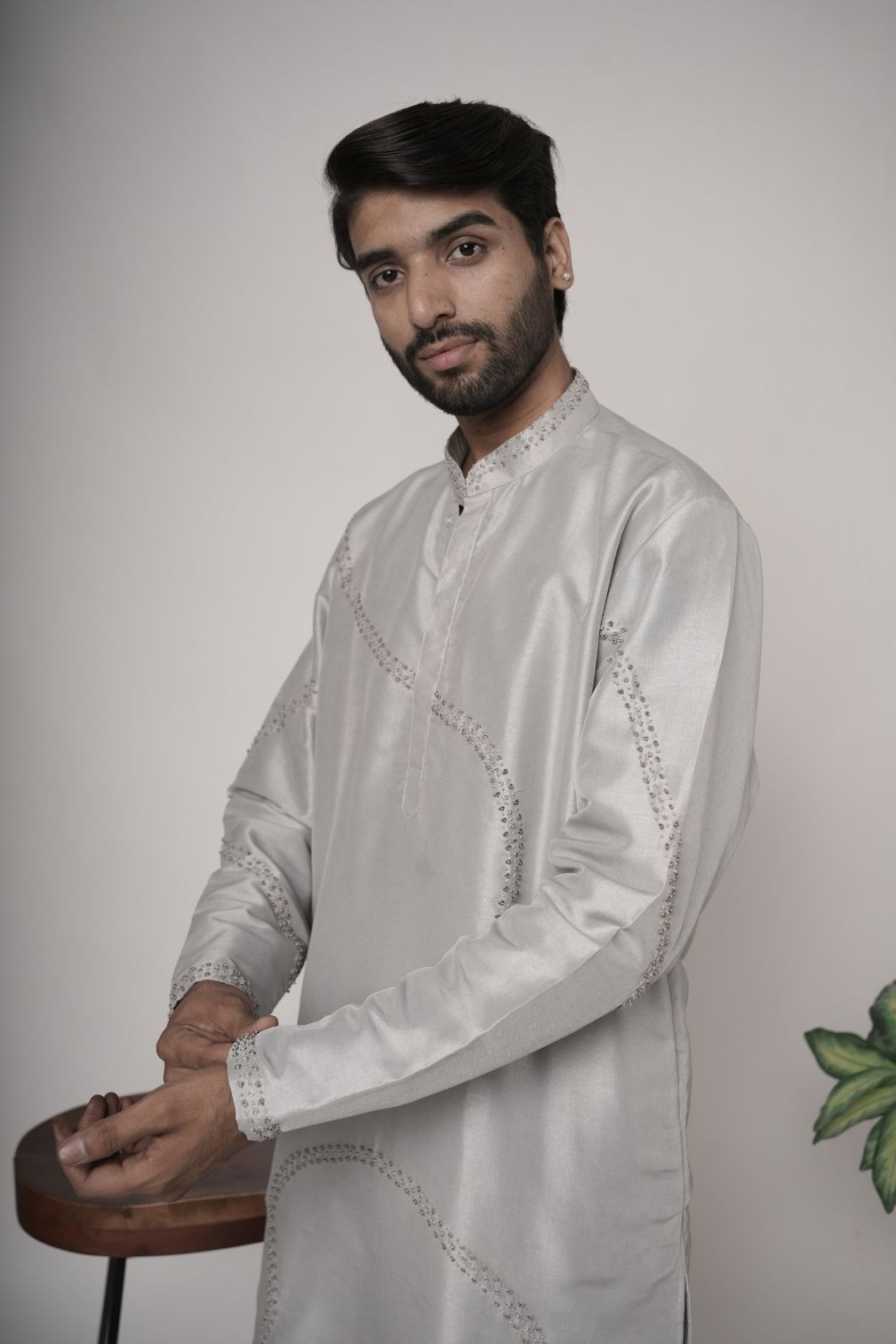 Silk Handwork Mens Kurta & Pants Set | Festive Outfit for men | Wedding wear for men | kurta for groom or groomsmen