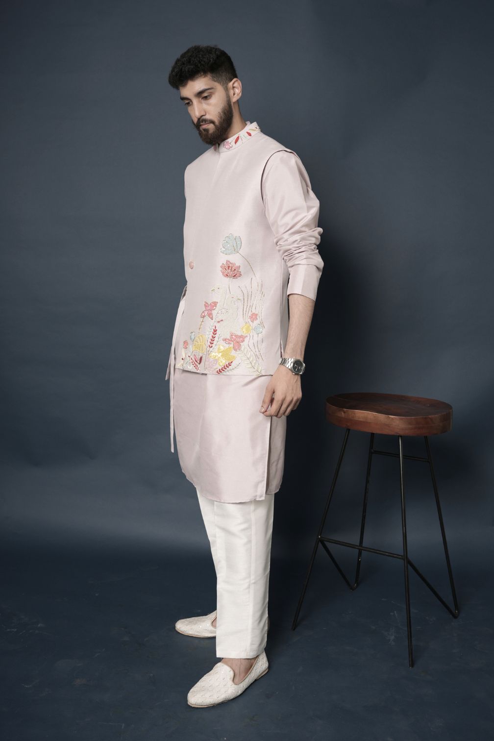 Handwork Nehru Jacket with kurta pyjama set For Men | Modi Jacket 3 piece set | Indian wedding wear outfits | waistcoat | kurta pant with jacket