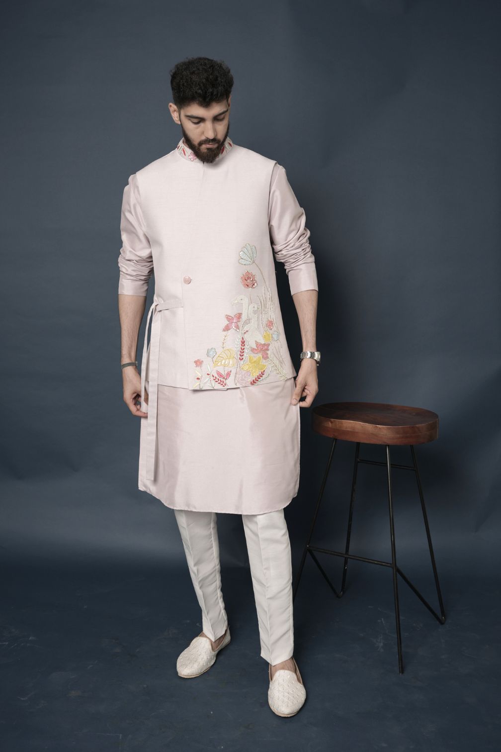 Handwork Nehru Jacket with kurta pyjama set For Men | Modi Jacket 3 piece set | Indian wedding wear outfits | waistcoat | kurta pant with jacket