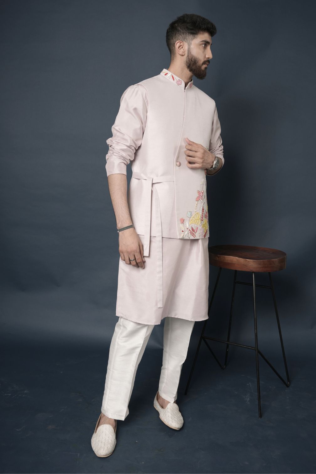 Handwork Nehru Jacket with kurta pyjama set For Men | Modi Jacket 3 piece set | Indian wedding wear outfits | waistcoat | kurta pant with jacket