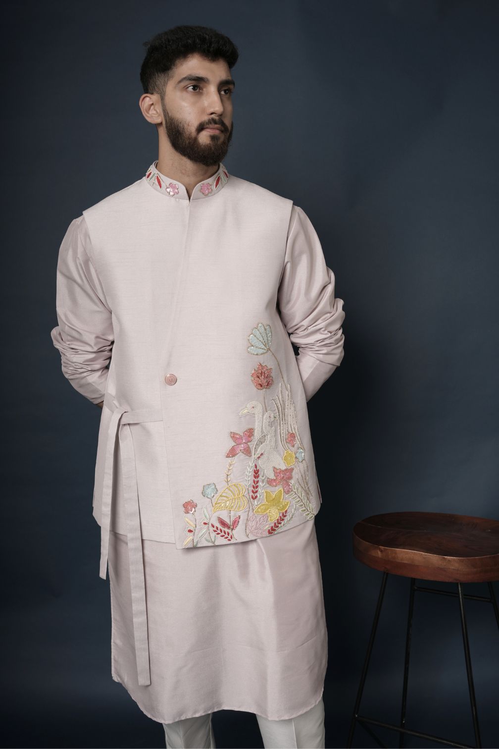 Handwork Nehru Jacket with kurta pyjama set For Men | Modi Jacket 3 piece set | Indian wedding wear outfits | waistcoat | kurta pant with jacket