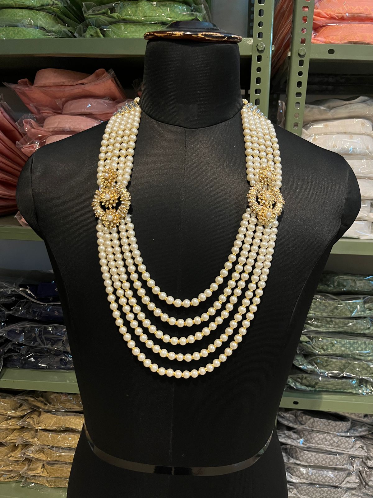 Men's Pearls And Ruby Mala Necklace For Ethnic Look