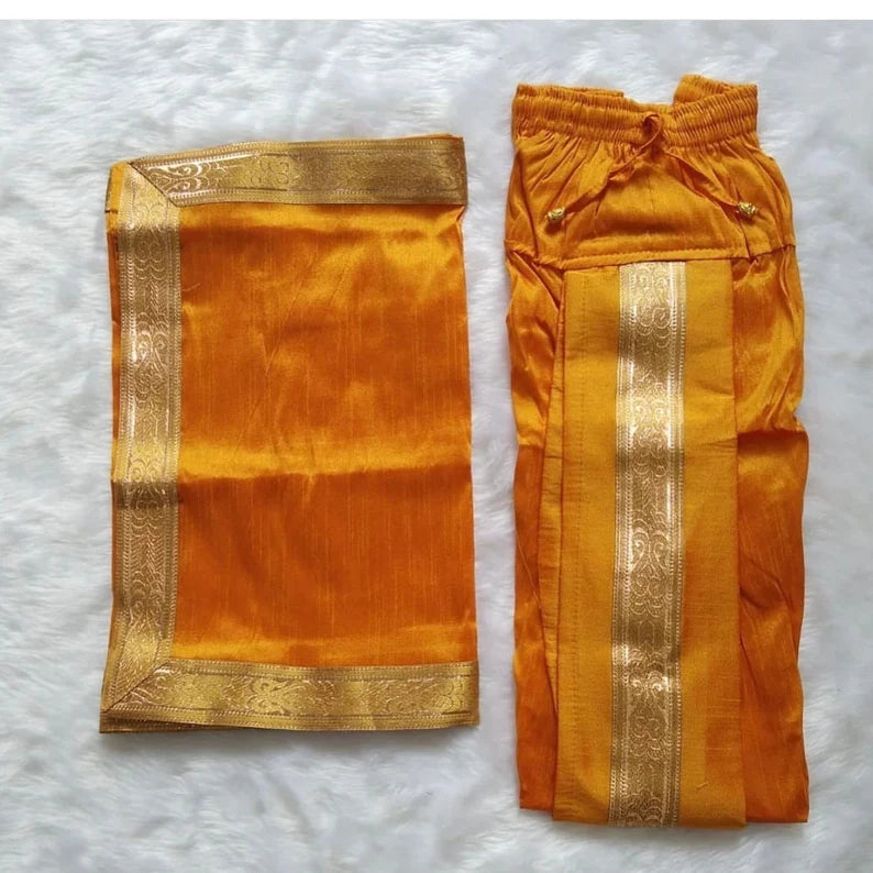 dhoti and stole | Silk material dhoti and stole | party wear dhoti | stretchable salwar for Pooja | men’s bottom for Indian ethnic wear