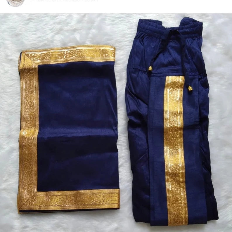 dhoti and stole | Silk material dhoti and stole | party wear dhoti | stretchable salwar for Pooja | men’s bottom for Indian ethnic wear