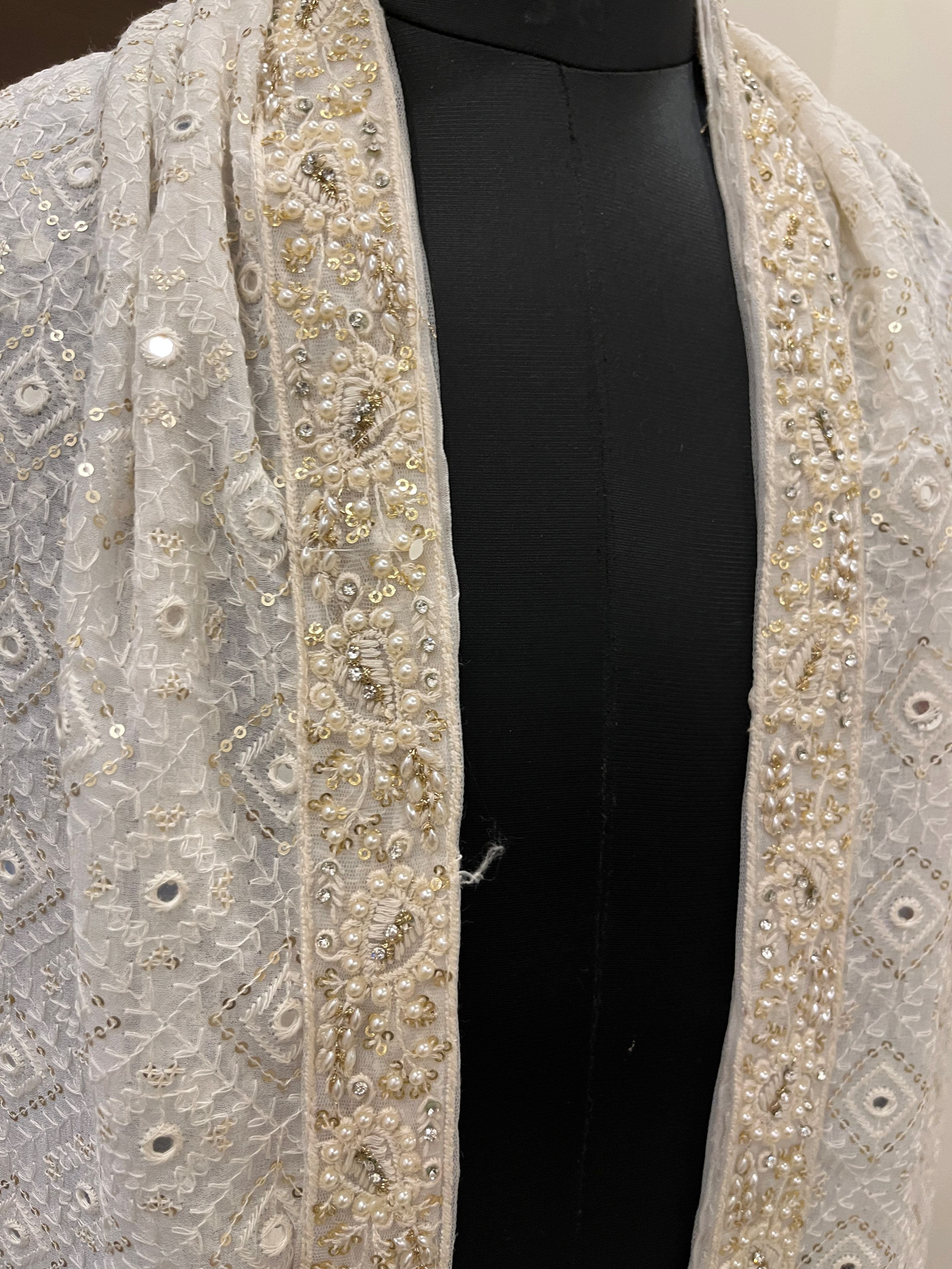 Men's wedding shawl | Stole/dupatta For Men's sherwani | Chikankari Stole for men |Ivory stole for sherwani/kurta pyjama