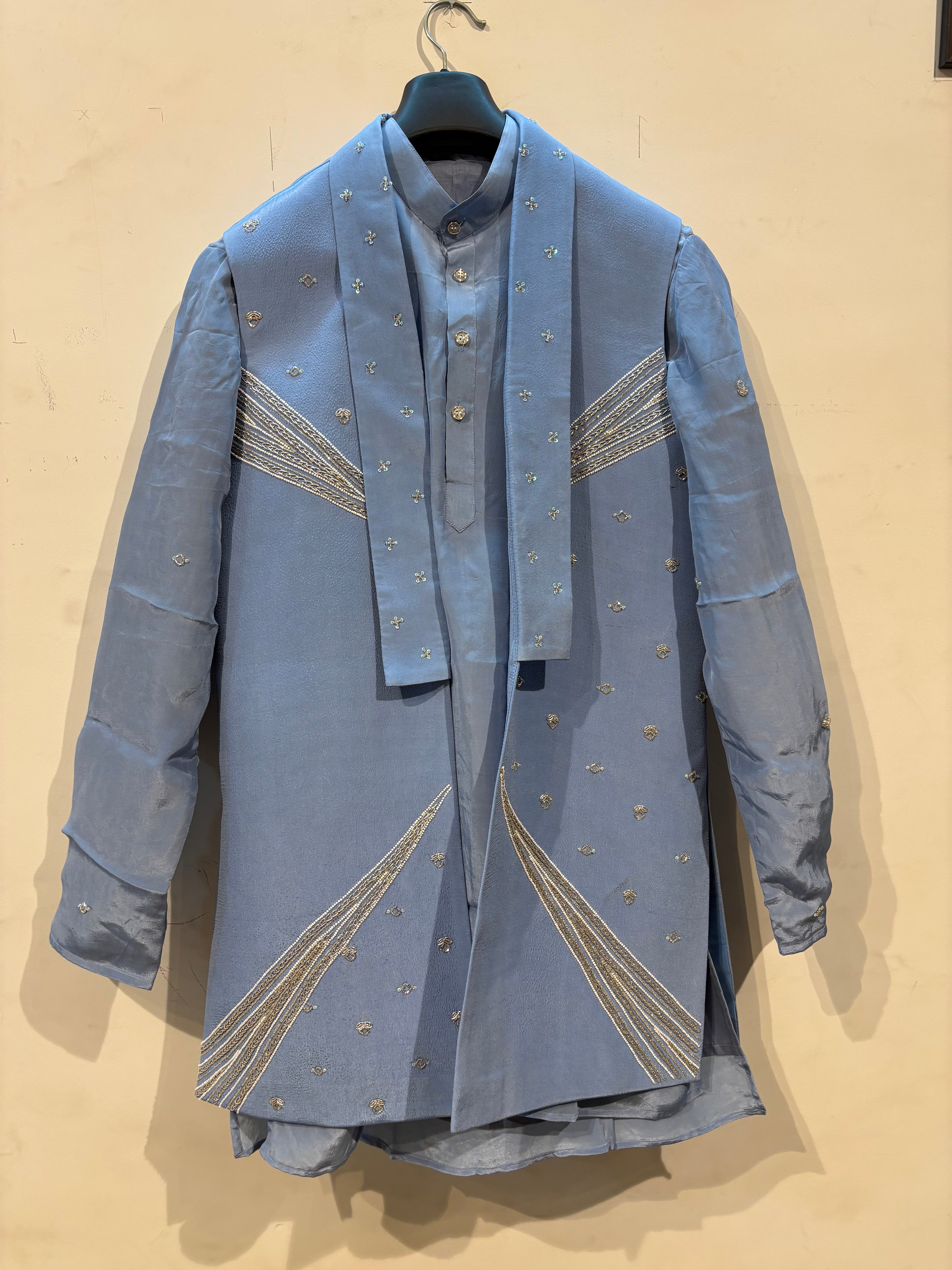 Handwork Nehru Jacket with kurta pyjama set For Men | Modi Jacket 3 piece set | Indian wedding wear outfits | waistcoat | kurta pant with jacket