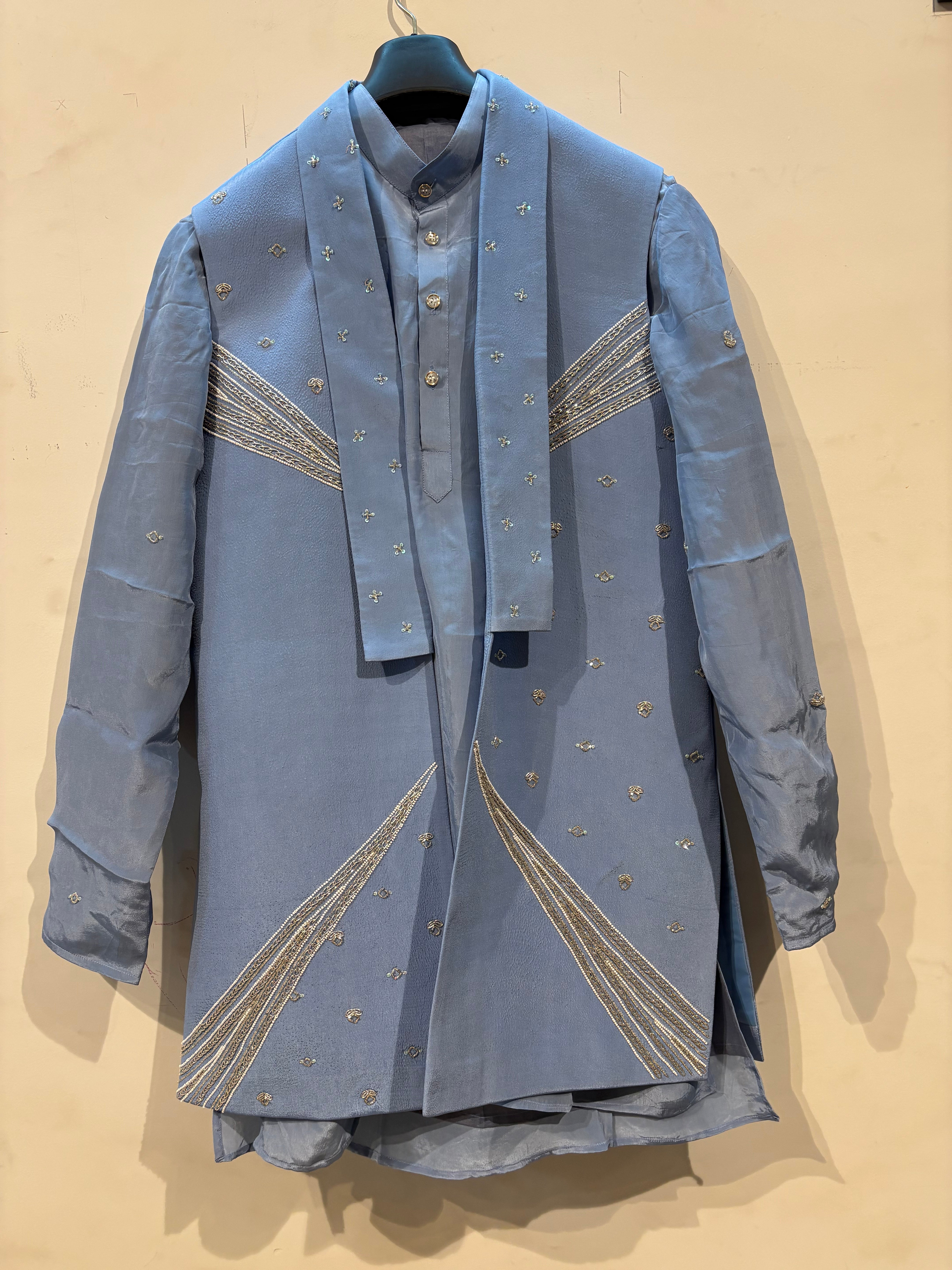 Handwork Nehru Jacket with kurta pyjama set For Men | Modi Jacket 3 piece set | Indian wedding wear outfits | waistcoat | kurta pant with jacket