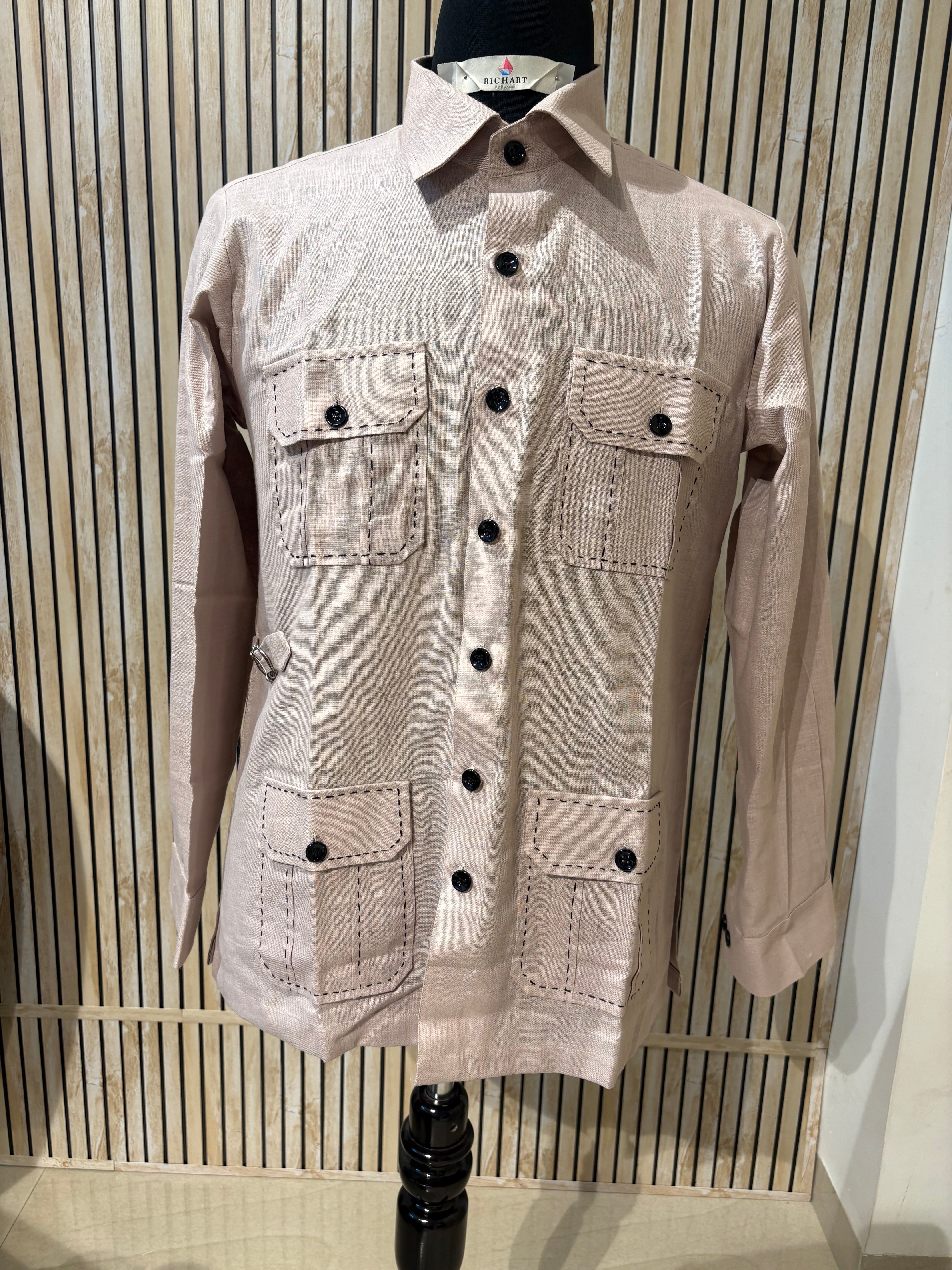 Linen Safari shirts for men |  summer wedding outfit for men | resort wear | beach wear | beach wedding outfit