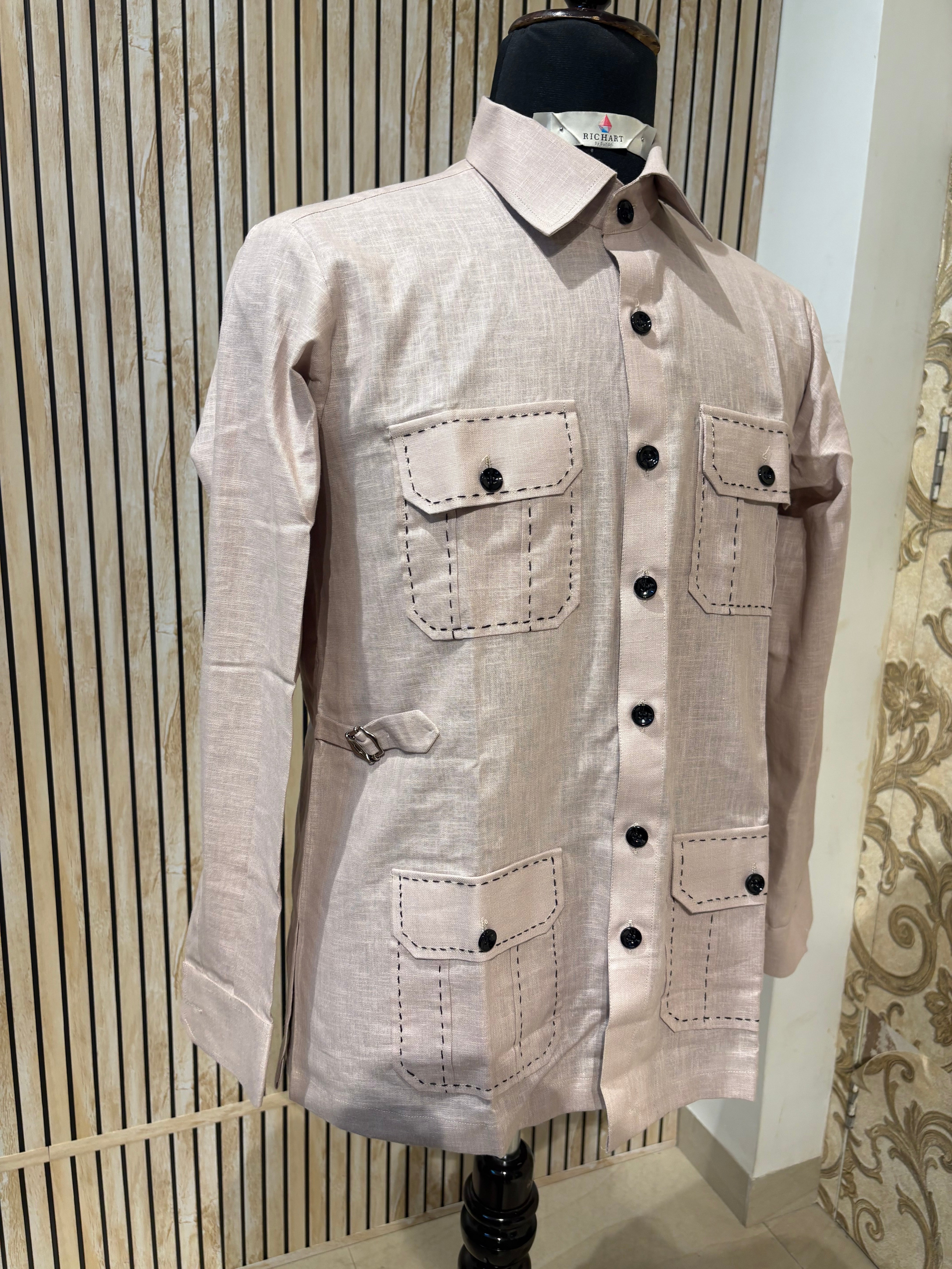 Linen Safari shirts for men |  summer wedding outfit for men | resort wear | beach wear | beach wedding outfit
