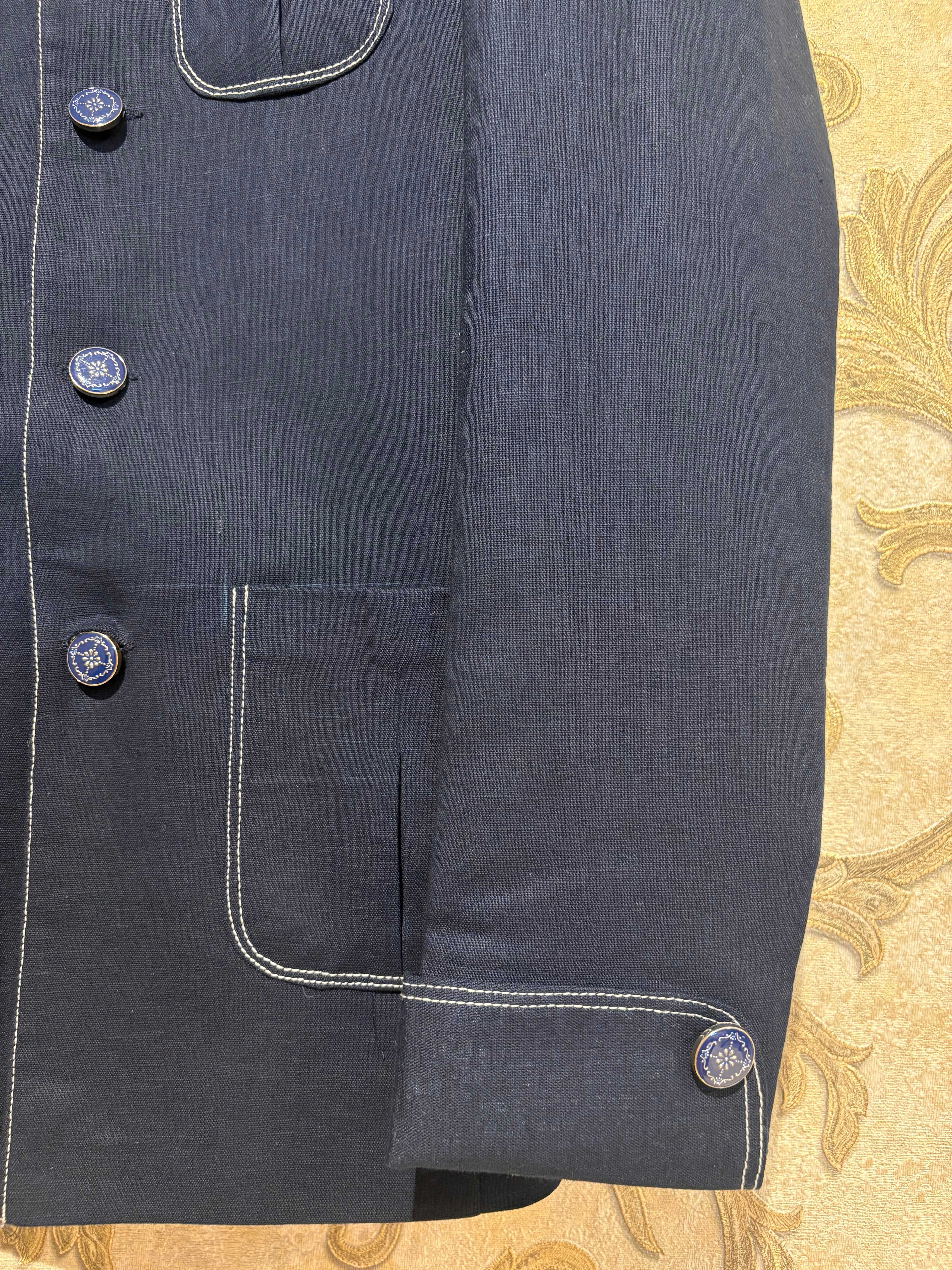 Embroidered Linen blazer with pants for men | designer 2-piece suit for men | Groom and Groomsmen Outfit