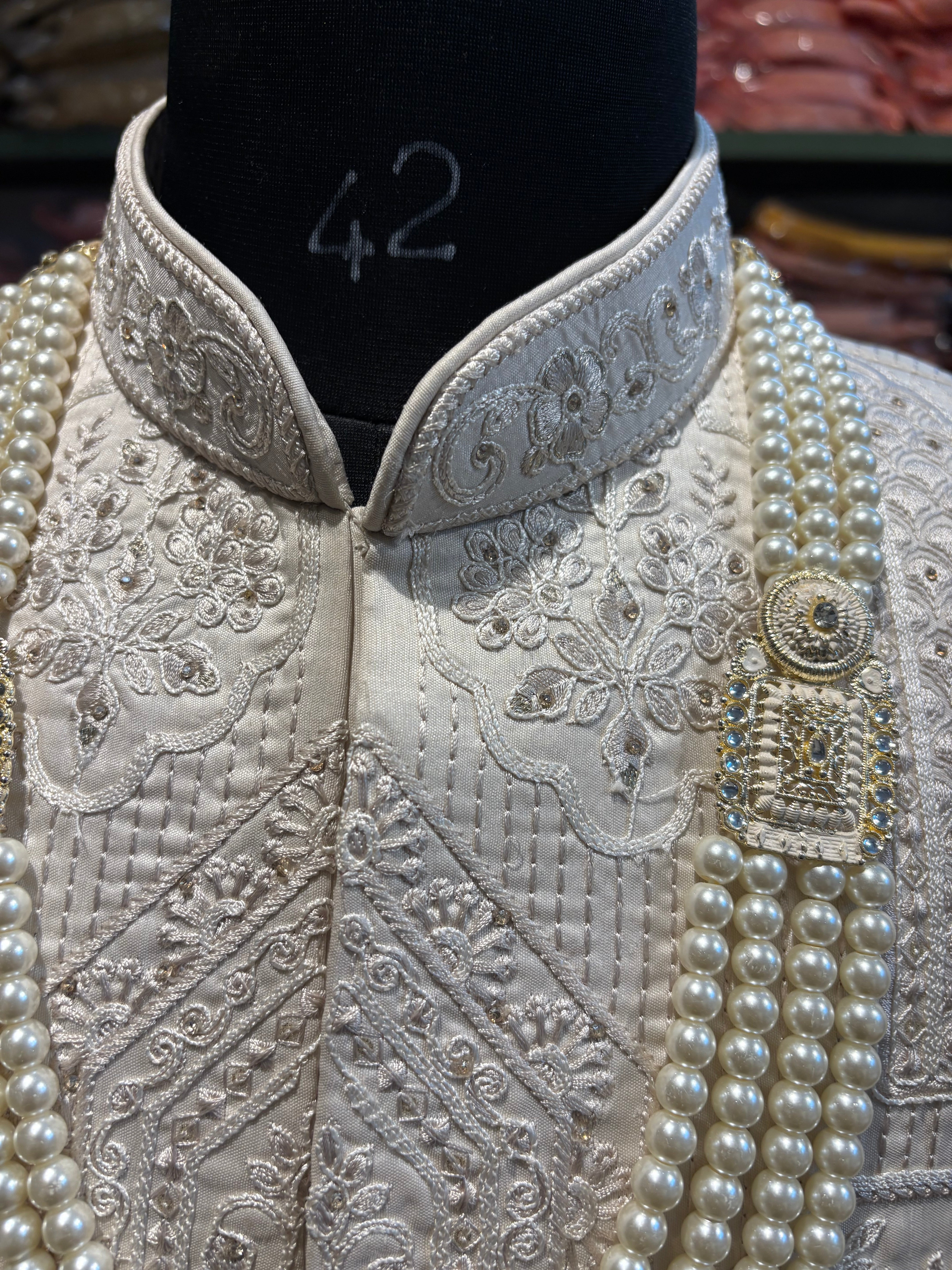 wedding Sherwani full set | groom and Groomsmen outfit | indian pakistani wedding sherwani with stole and necklace for men