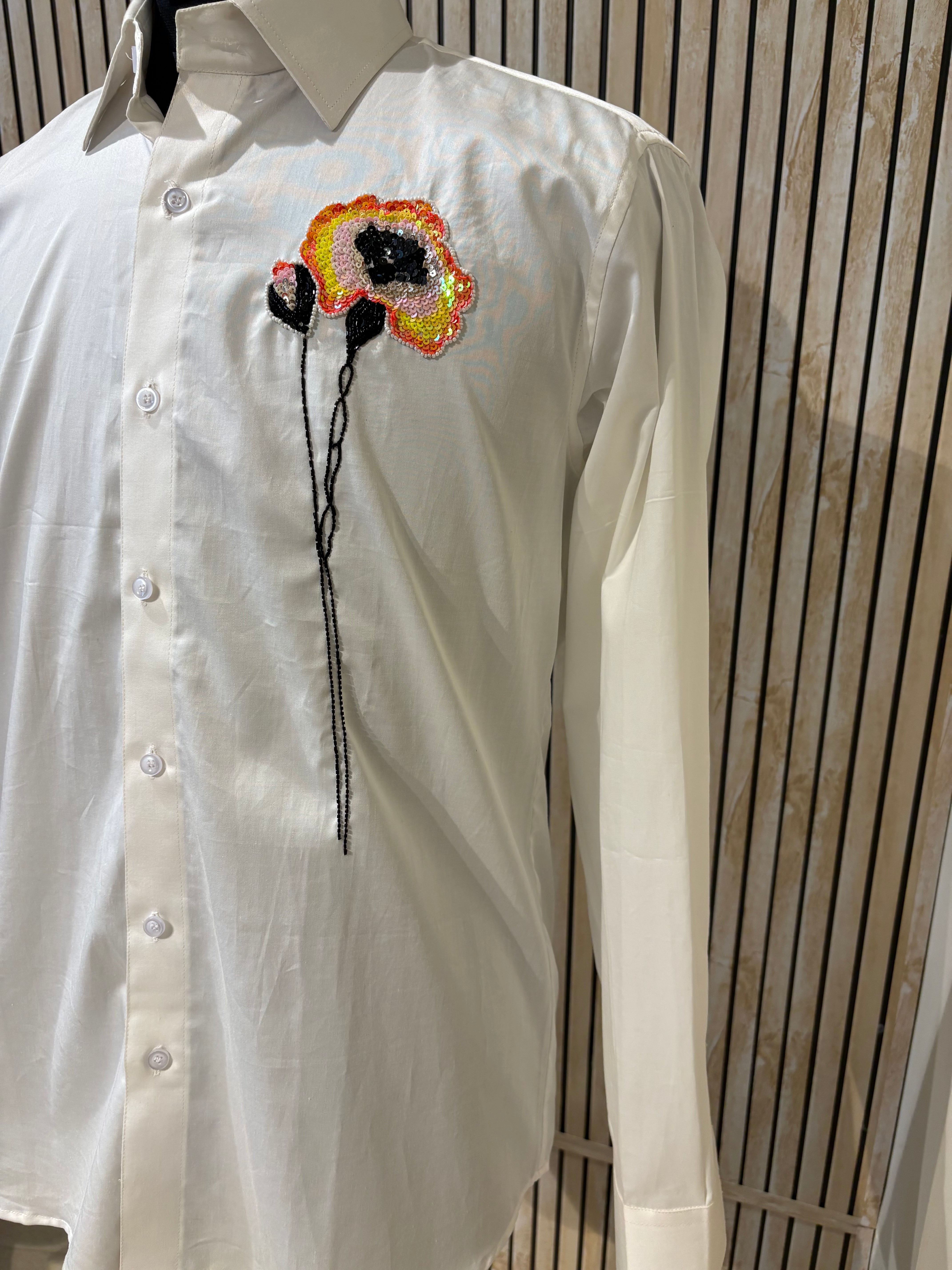 Handwork Shirt for Men | Giza Cotton | Slim Fit | Party, Sangeet, Cocktail & Wedding Guest Wear | RichArt by Suhani