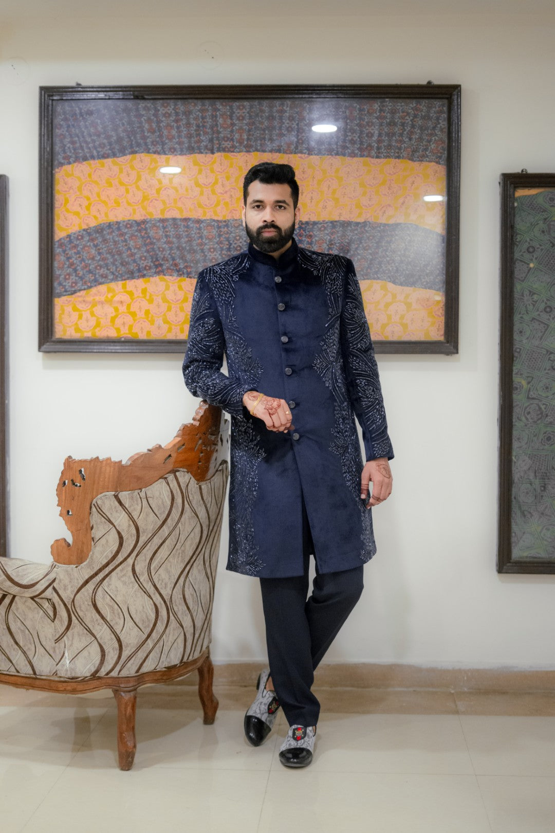 Men's Handwork Indo Western | Achkan | Bandgala | Groom and Groomsmen Outfit