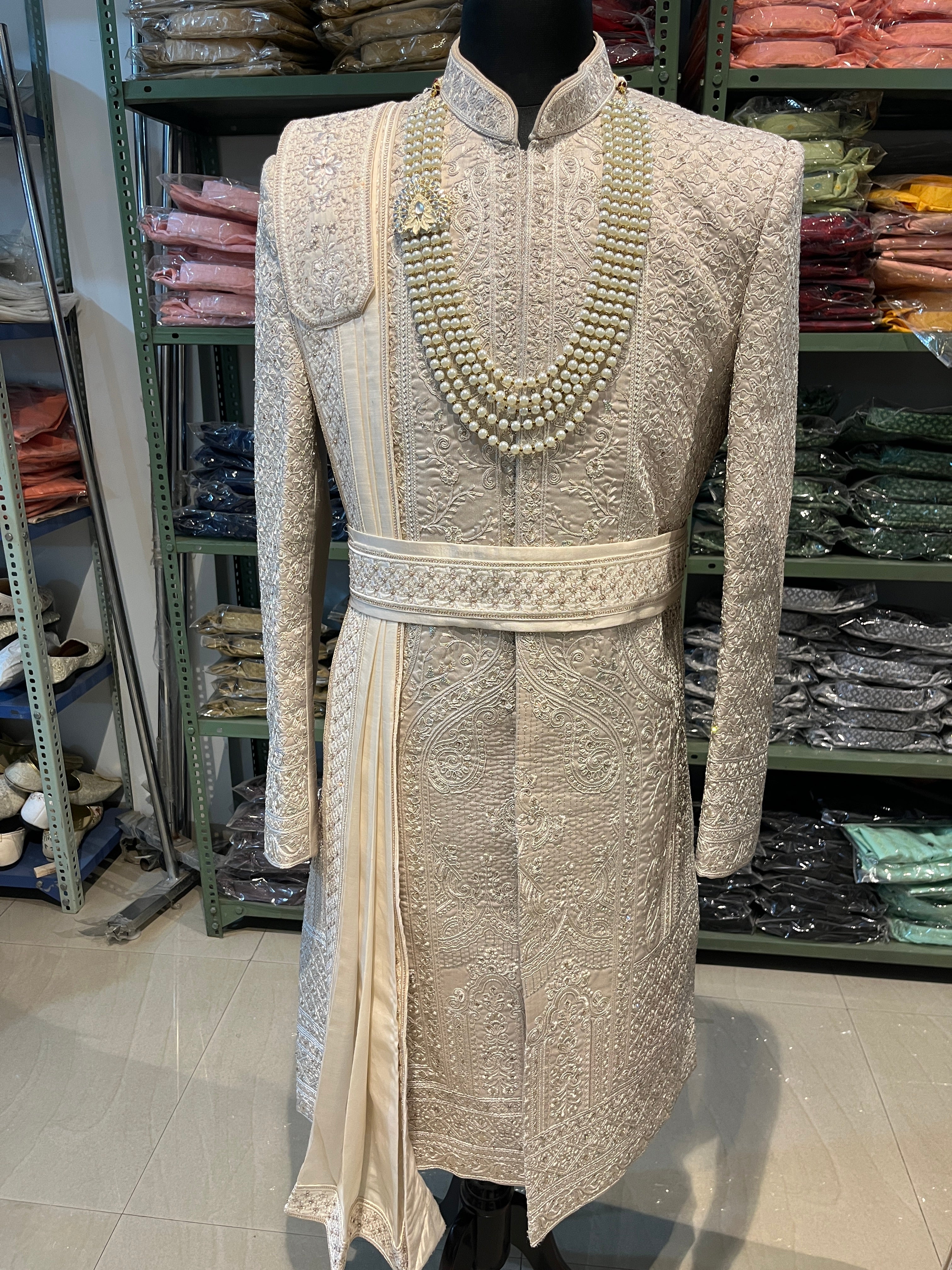 wedding Sherwani full set | groom and Groomsmen outfit | indian pakistani wedding sherwani with stole and necklace for men