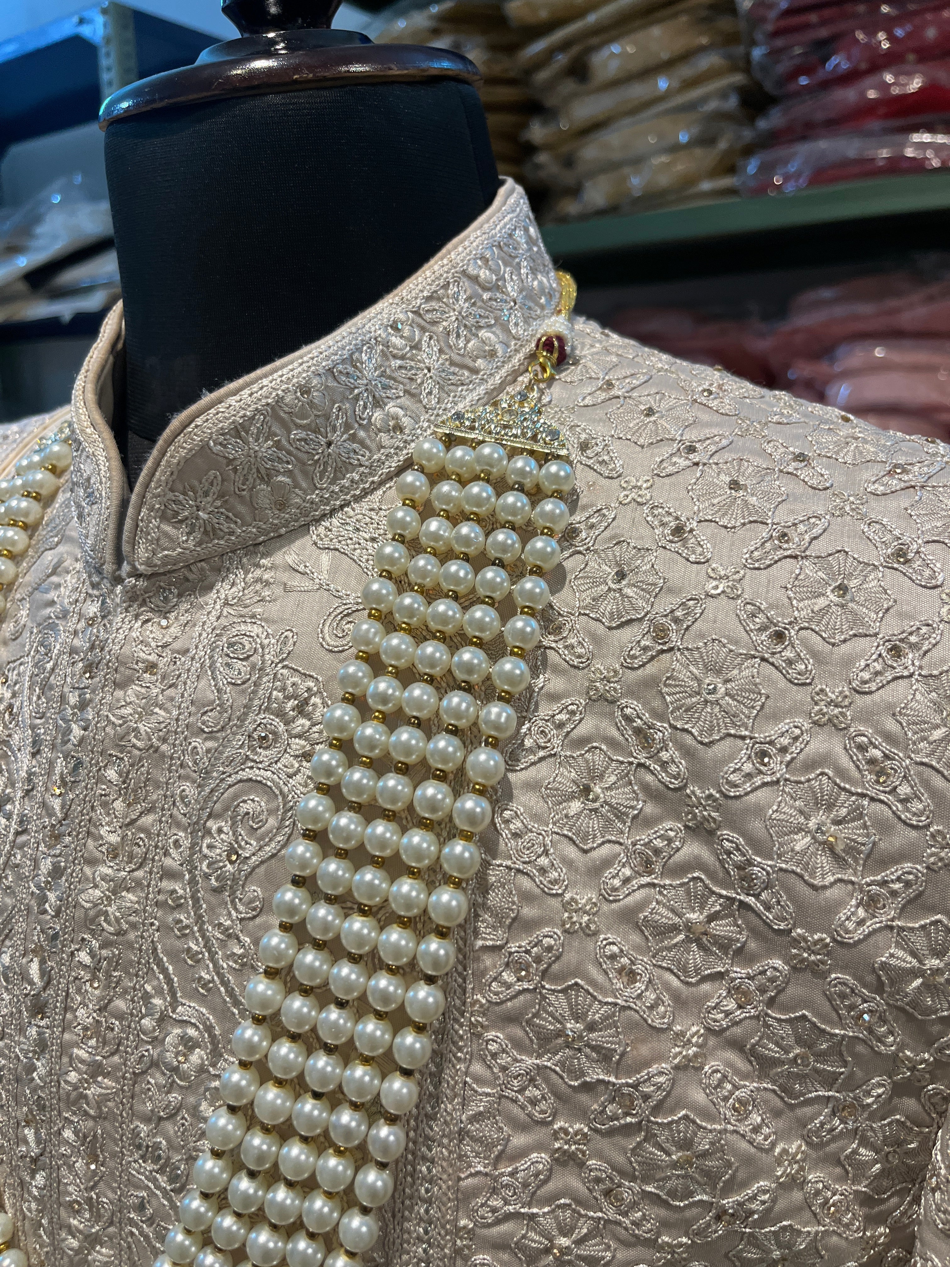 wedding Sherwani full set | groom and Groomsmen outfit | indian pakistani wedding sherwani with stole and necklace for men