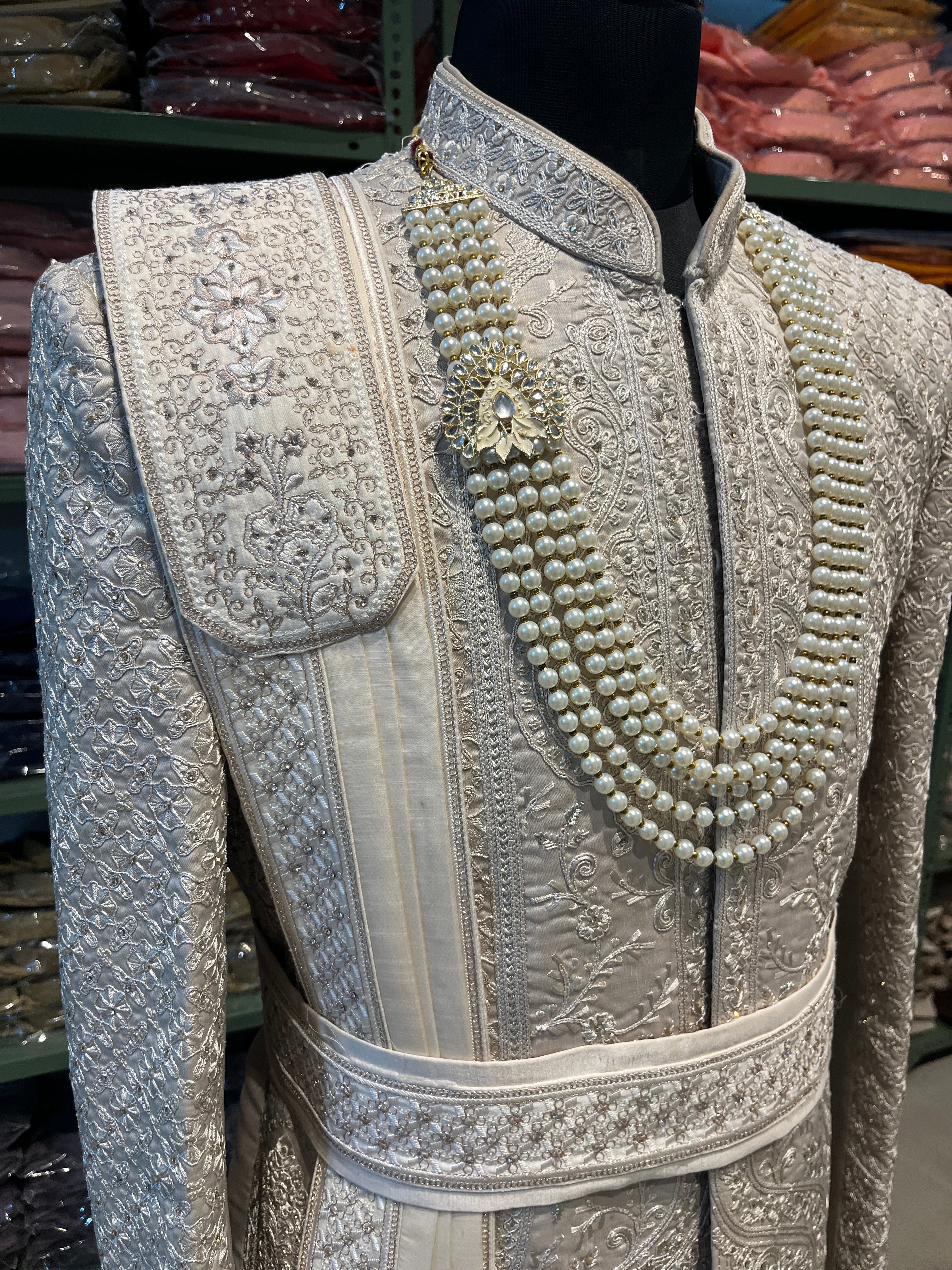 wedding Sherwani full set | groom and Groomsmen outfit | indian pakistani wedding sherwani with stole and necklace for men