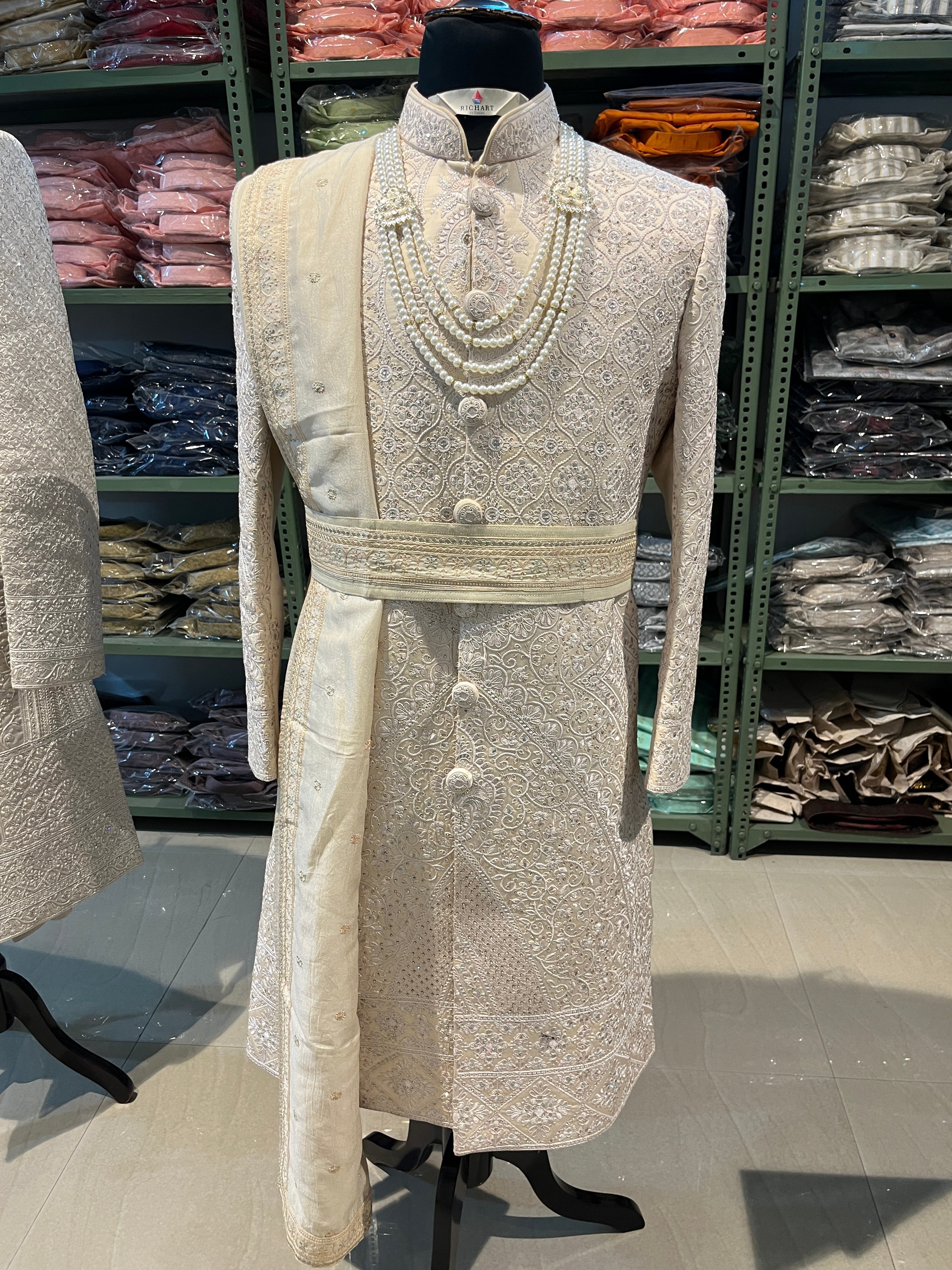 wedding Sherwani full set | groom and Groomsmen outfit | indian pakistani wedding sherwani with stole and necklace for men