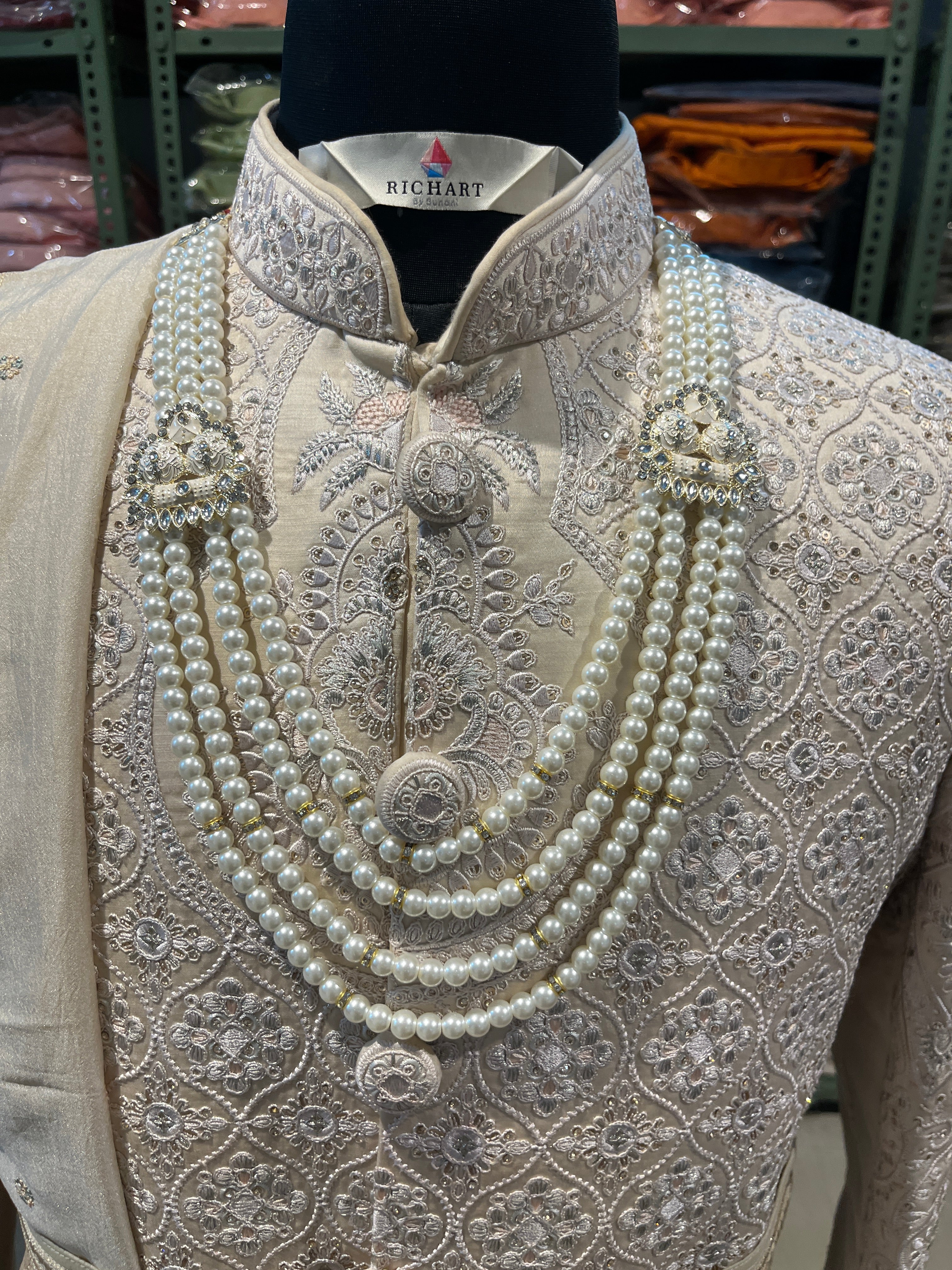 wedding Sherwani full set | groom and Groomsmen outfit | indian pakistani wedding sherwani with stole and necklace for men