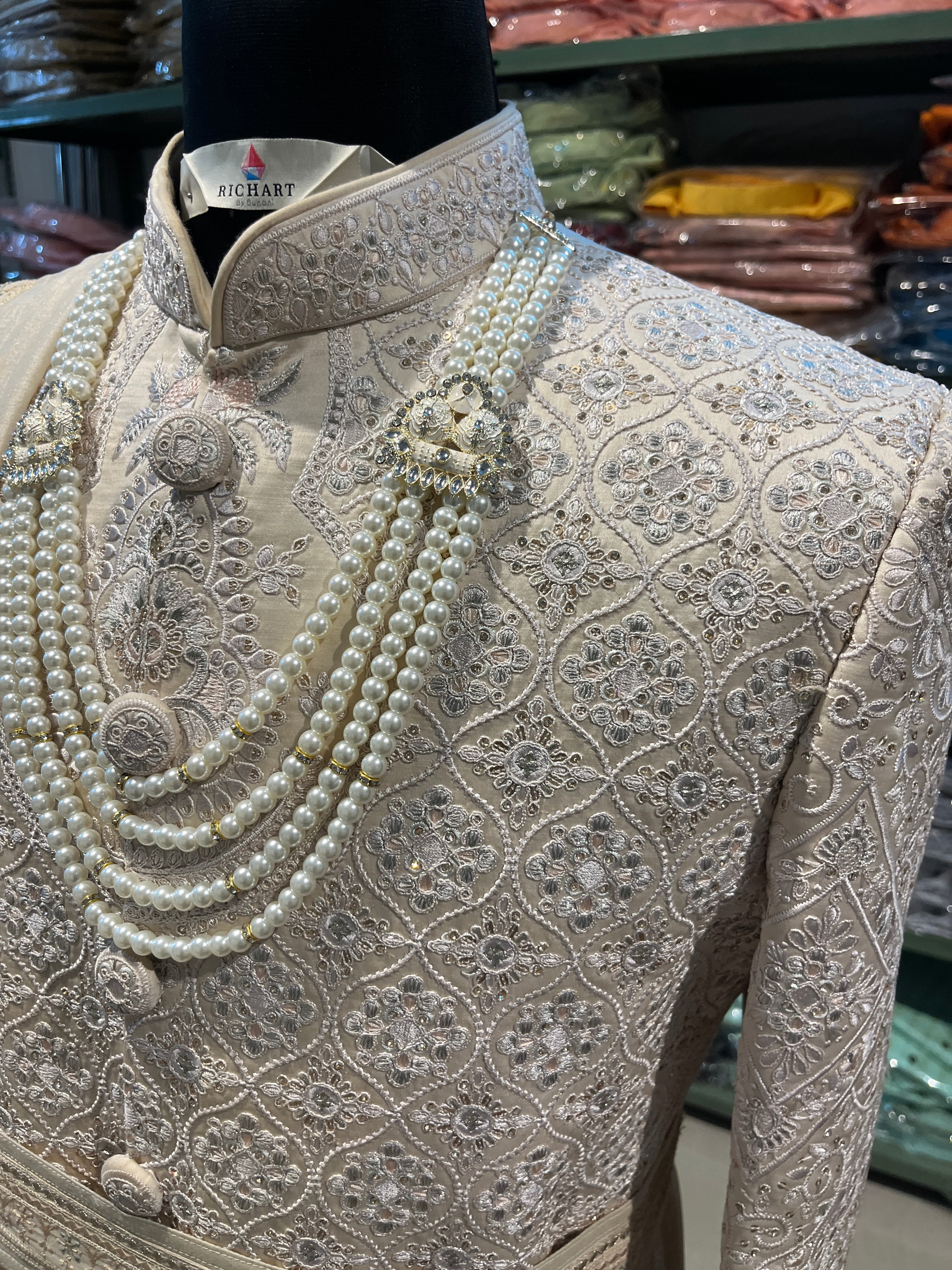 wedding Sherwani full set | groom and Groomsmen outfit | indian pakistani wedding sherwani with stole and necklace for men