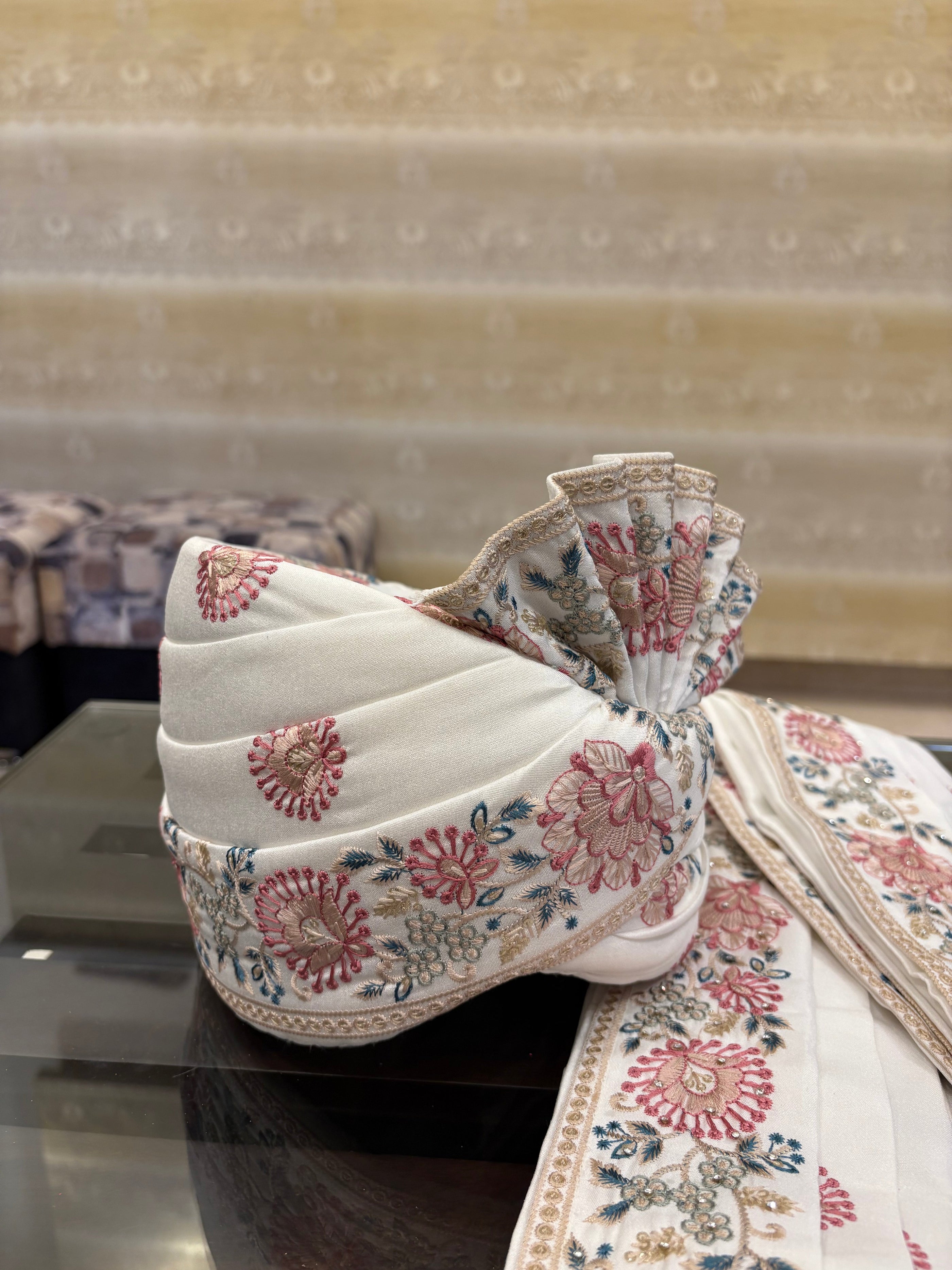 Stitched Handwork Border Safa/turban/pagri/pheta Pheta (Turban Safa) And Dupatta set For Men For Wedding/marriage And Traditional Function