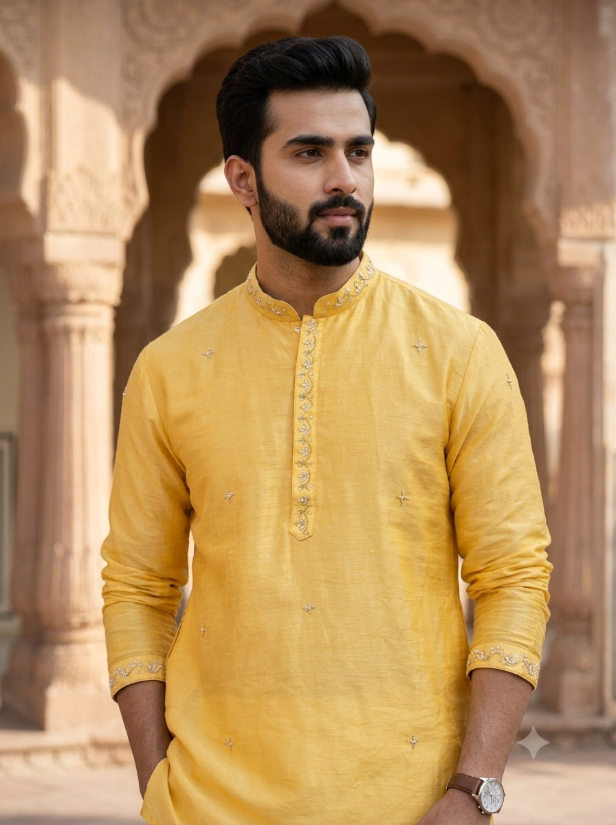 Handwork Mens Kurta & Pants Set | Festive Outfit for men | Groom or Groomsmen outfit