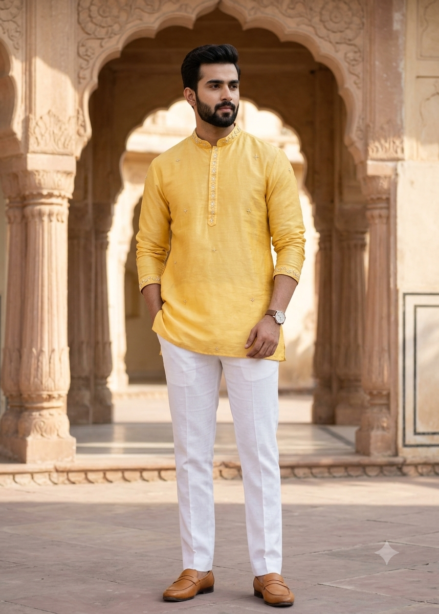 Handwork Mens Kurta & Pants Set | Festive Outfit for men | Groom or Groomsmen outfit