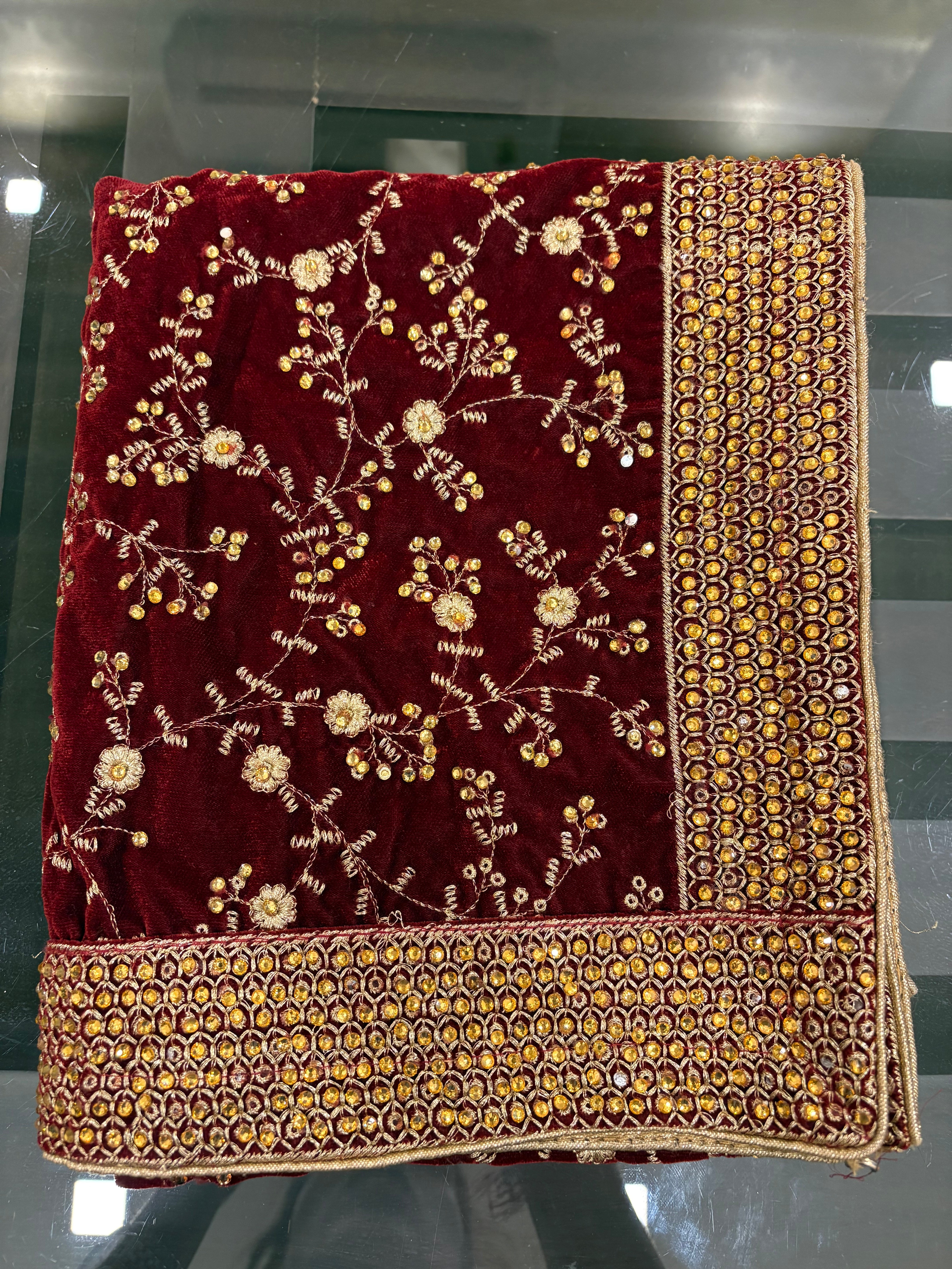 Maroon Embroidered Shawl / Dupatta For Traditional Men’s Wear (Sherwani) For Wedding Purpose, Festive Purpose, Reception, Marriage Anniversary